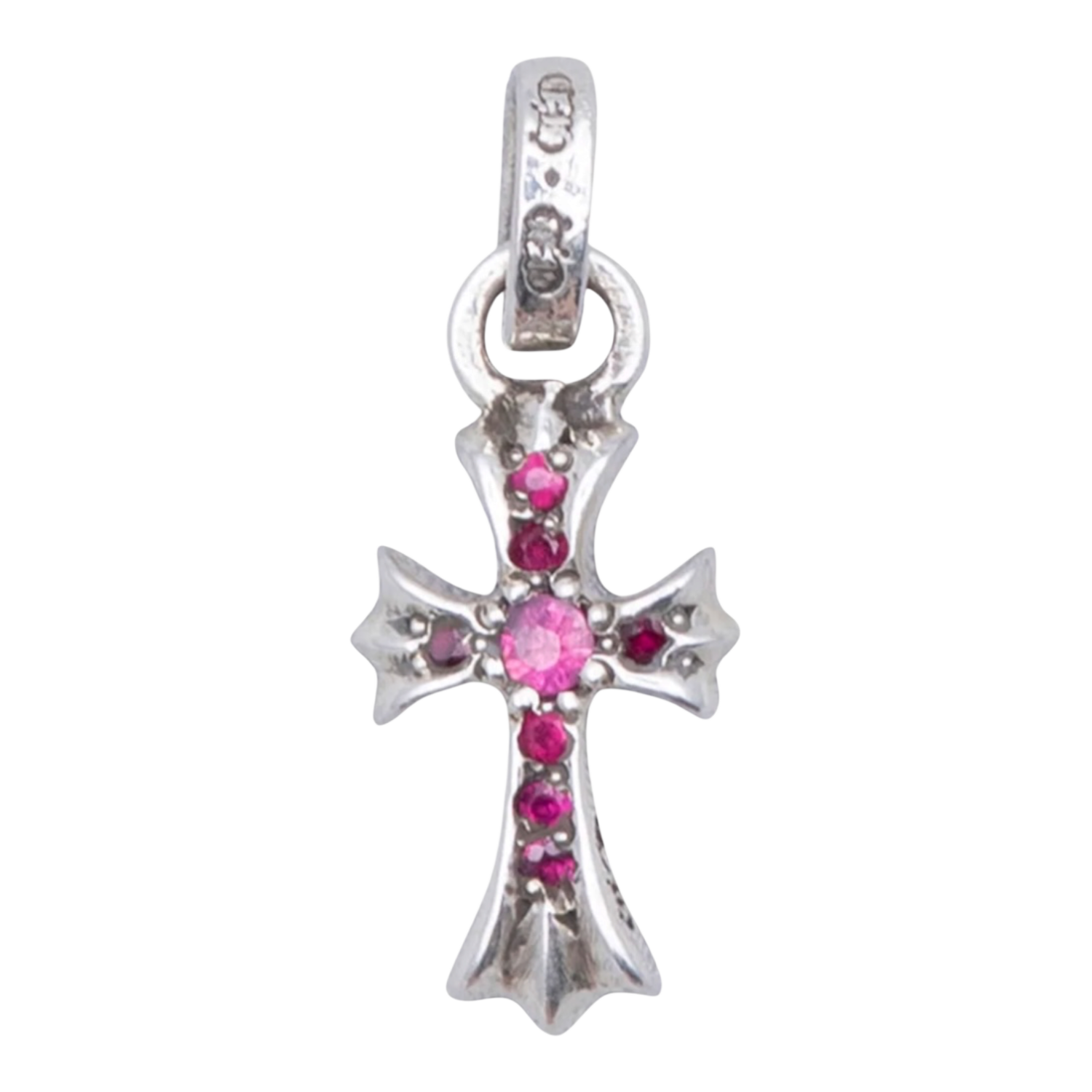Chrome Hearts Pink Sapphire Pavé Baby Fat Charm & 20 Inch CH Roll Chain