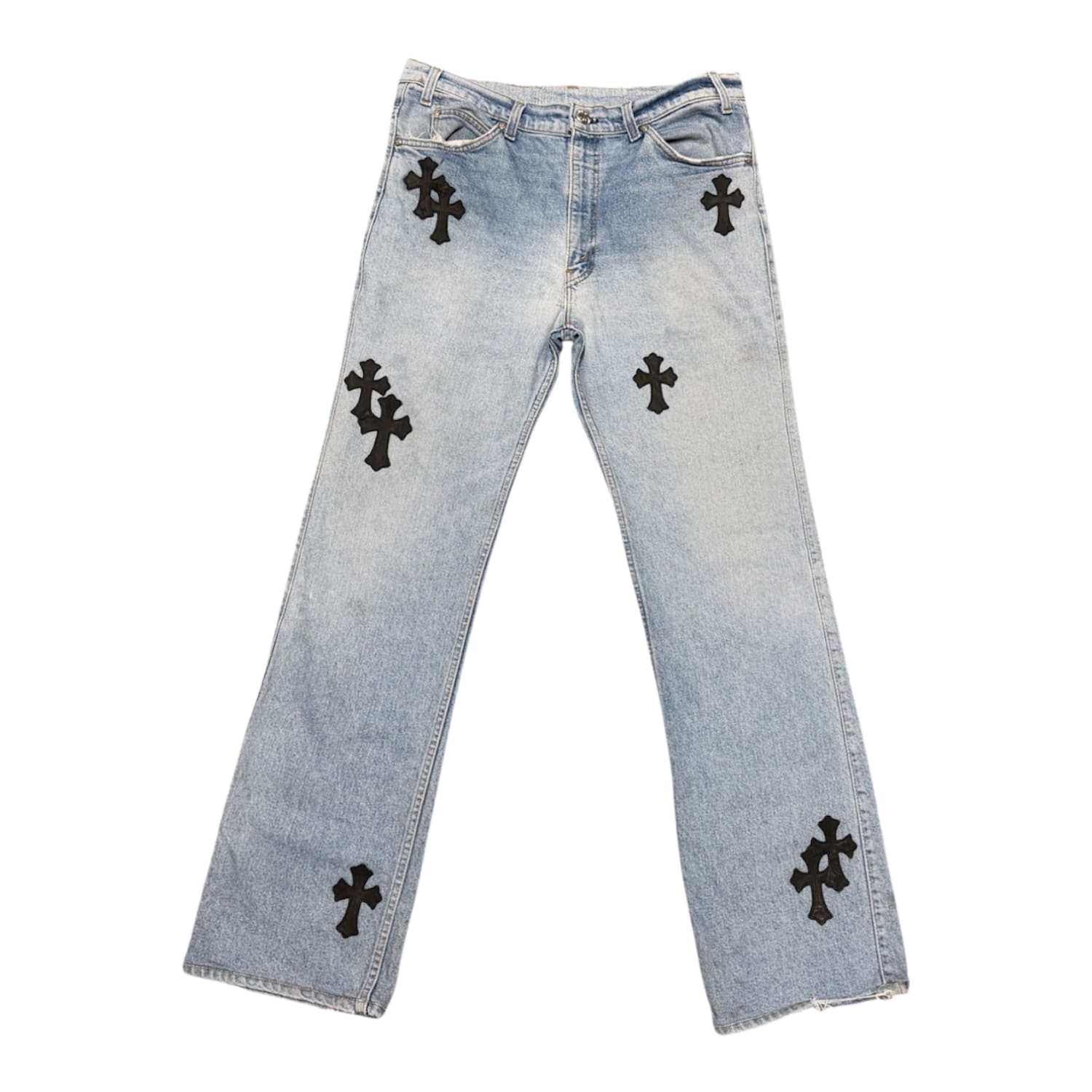 Chrome Hearts Levi's 517 Cross Patch Light Wash Jeans