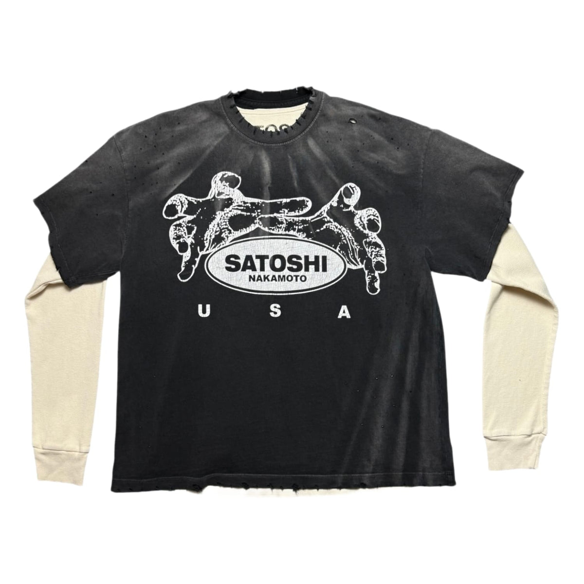 Satoshi Nakamoto USA Thermal Long Sleeve Tee Shirt
