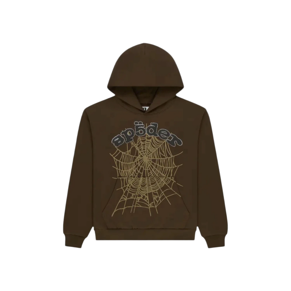 Sp5der OG Web Rhinestone Hoodie Brown