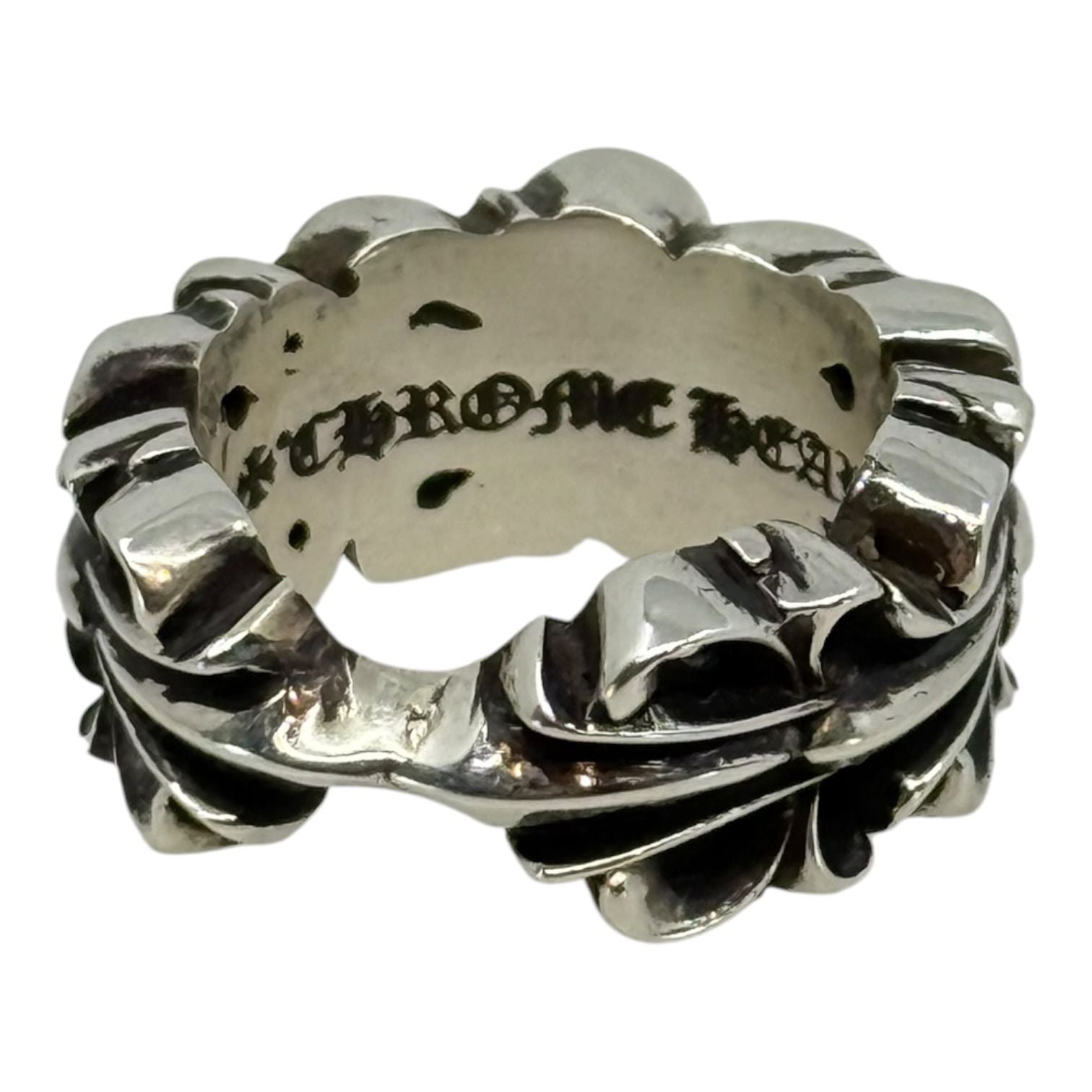 Chrome Hearts Double Floral Cross Heart Ring