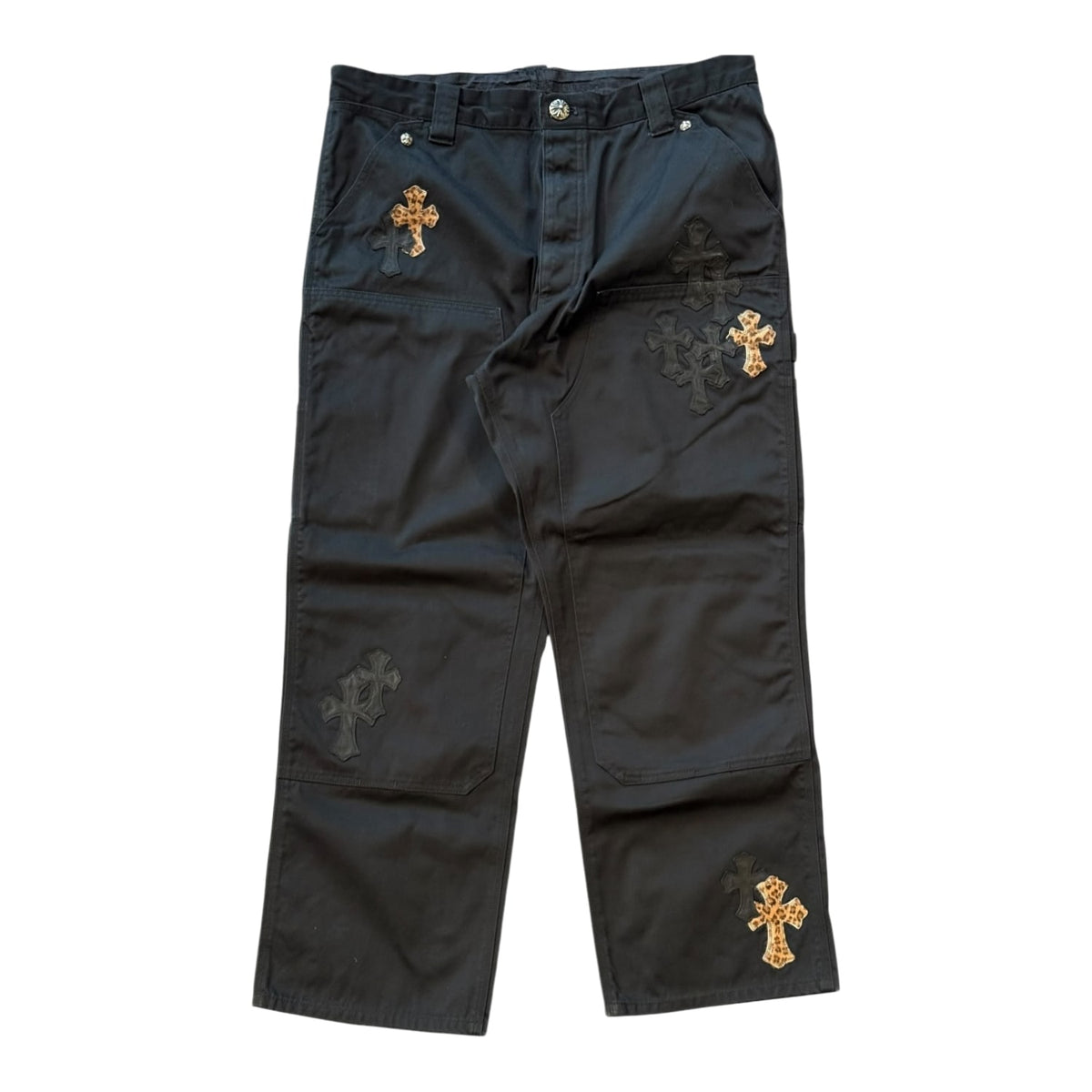 Chrome Hearts Cheetah Cross Patch Double Knee Carpenter Pants