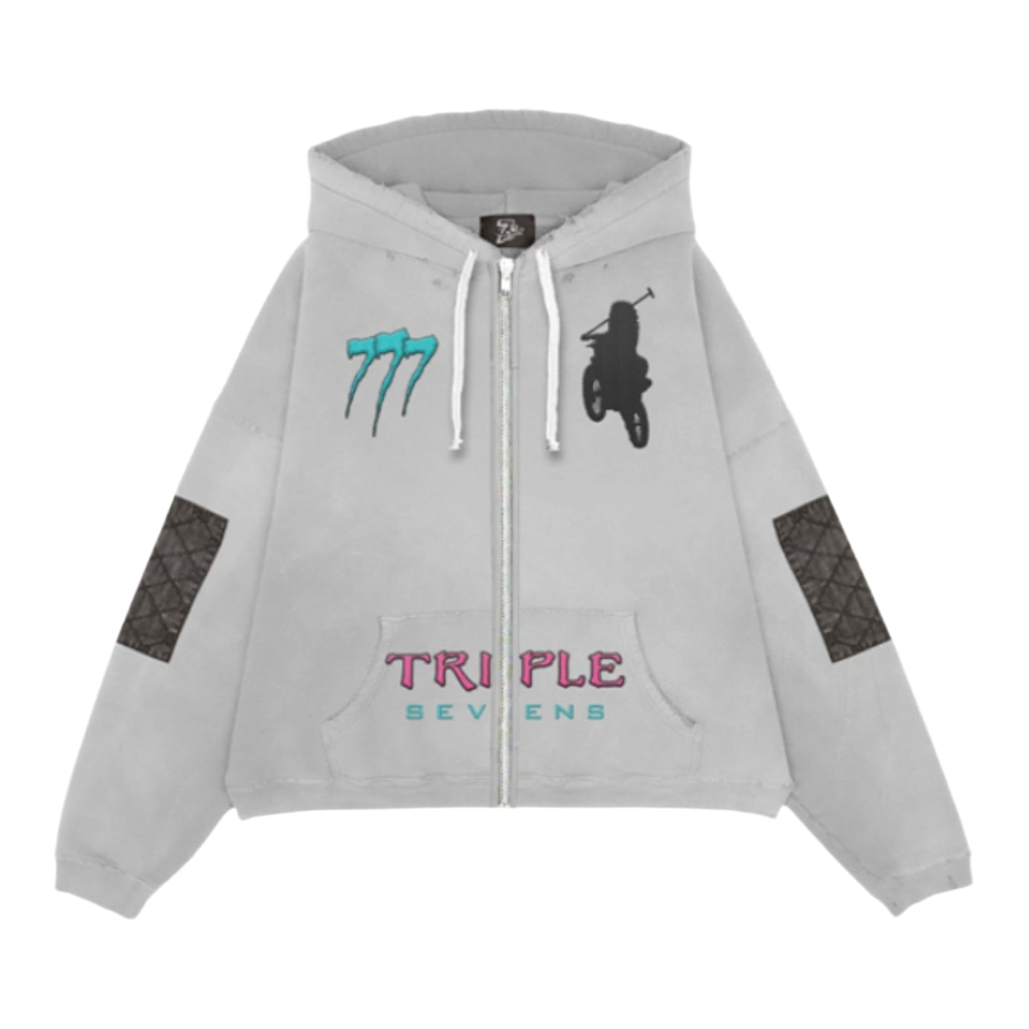 Triple Sevens Moto Vice Zip Up Hoodie Grey