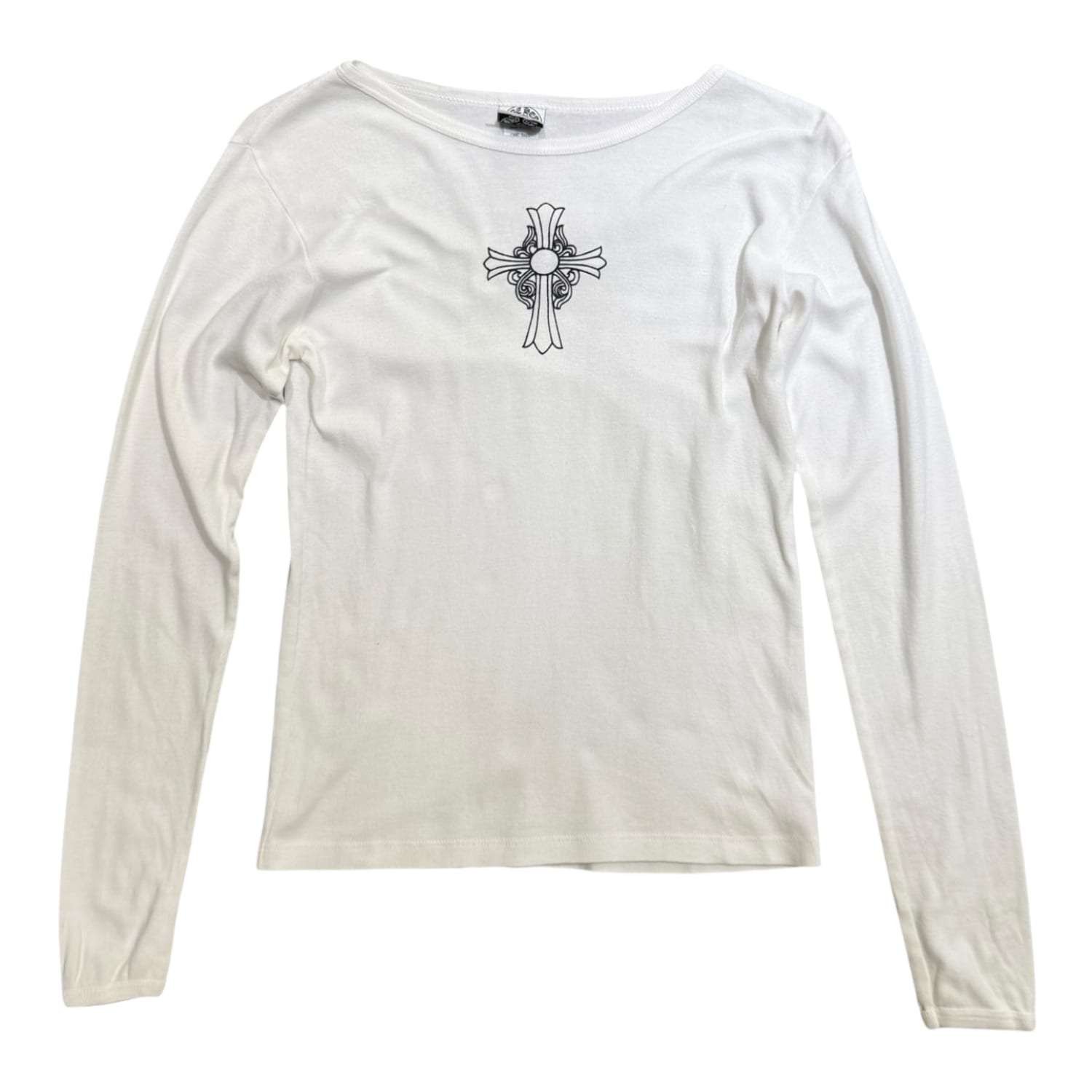 Chrome Hearts Women's Vintage Hairy Cross Long Sleeve T-Shirt White