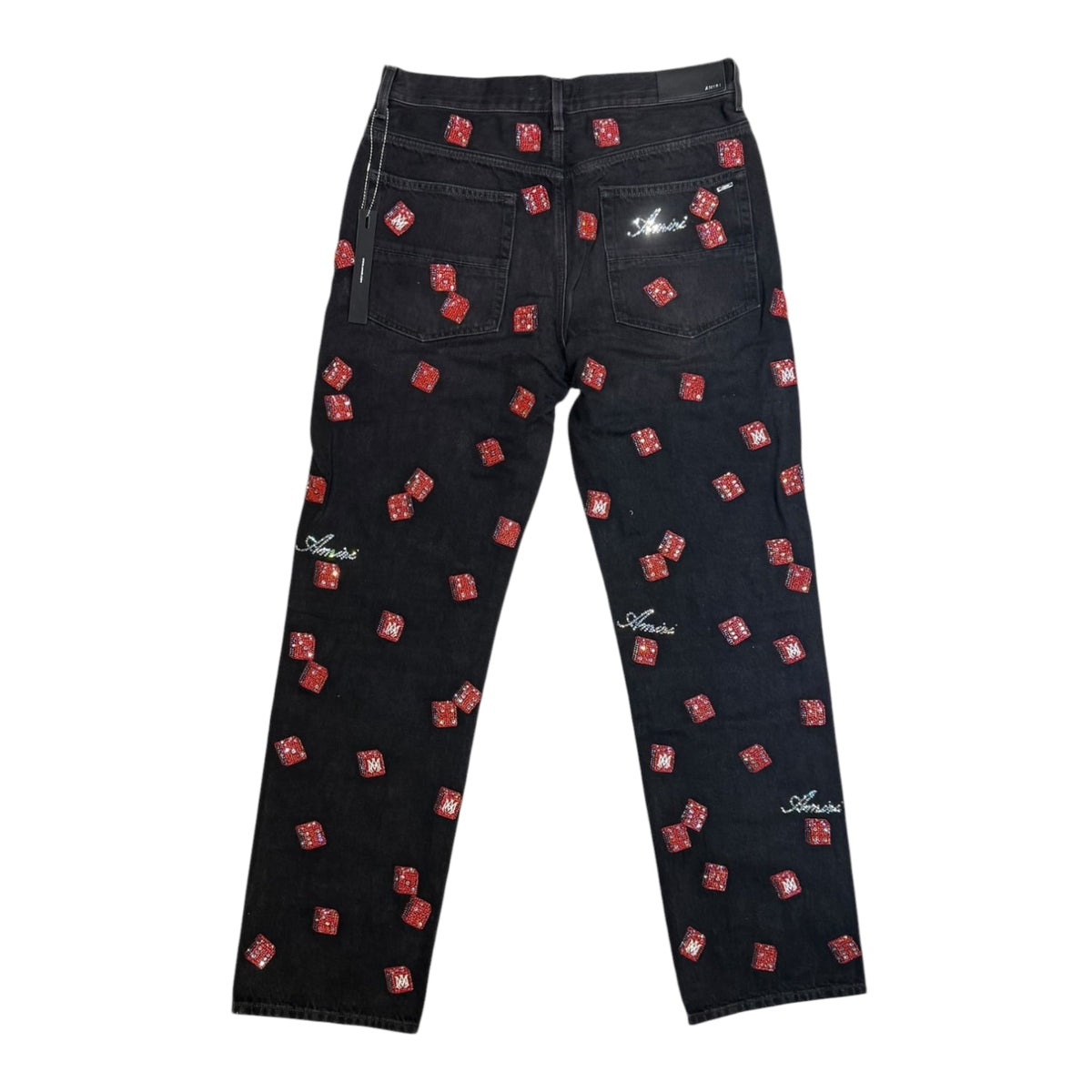 Amiri Embellished Dice Straight Jeans Vintage Black
