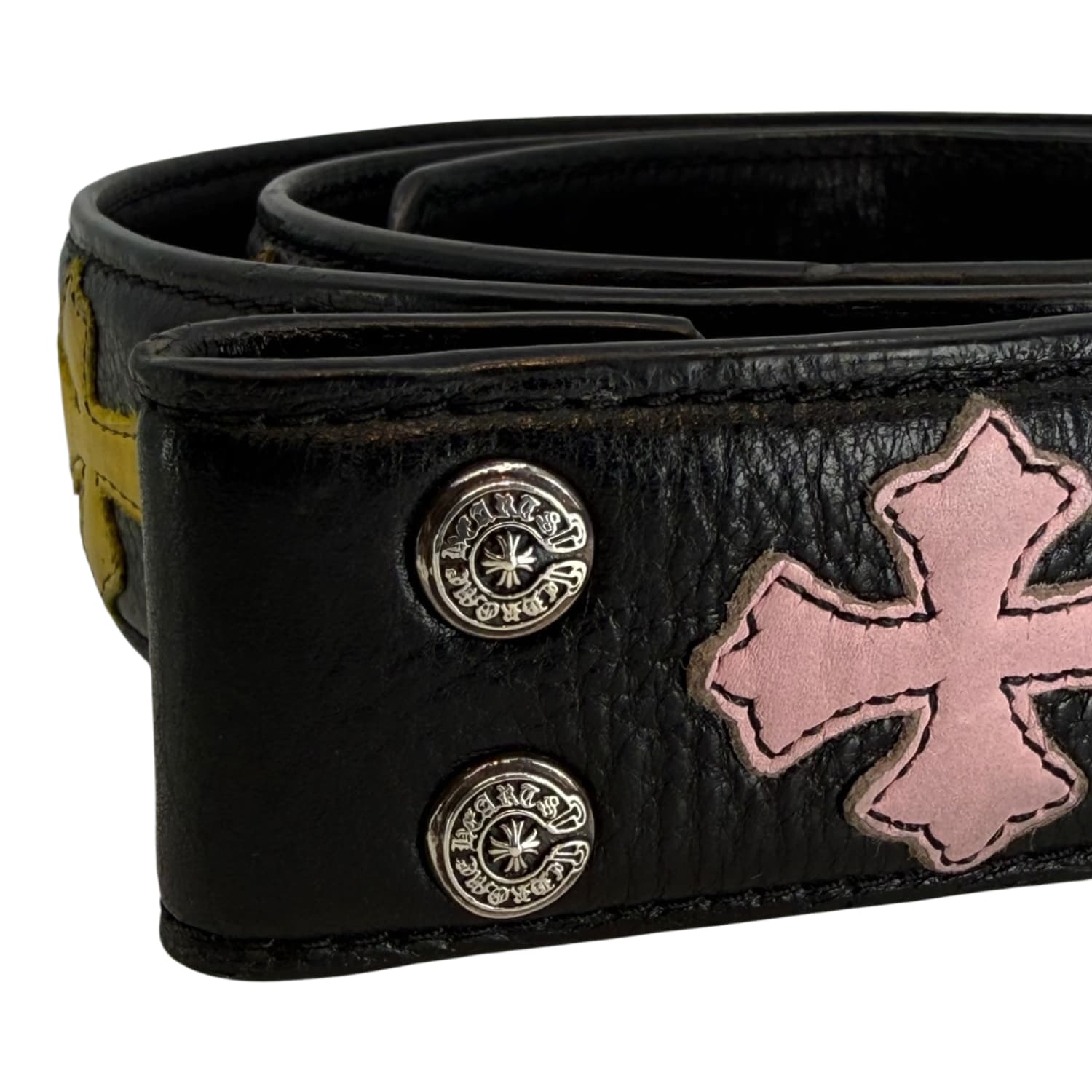 Chrome Hearts Multicolor Leather Cross Patch Belt Strap - Size 36
