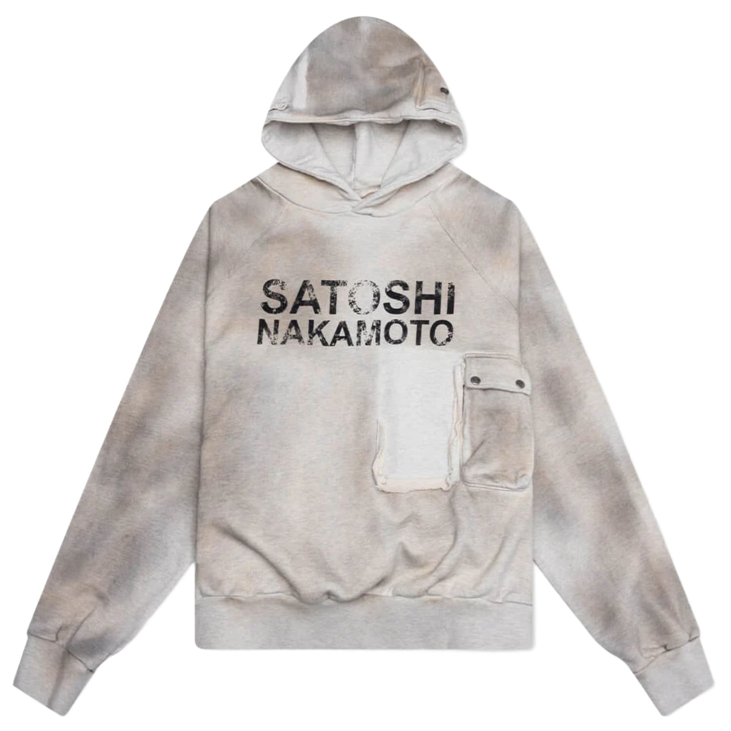 Satoshi Nakamoto Cargo Hoodie Dirty White