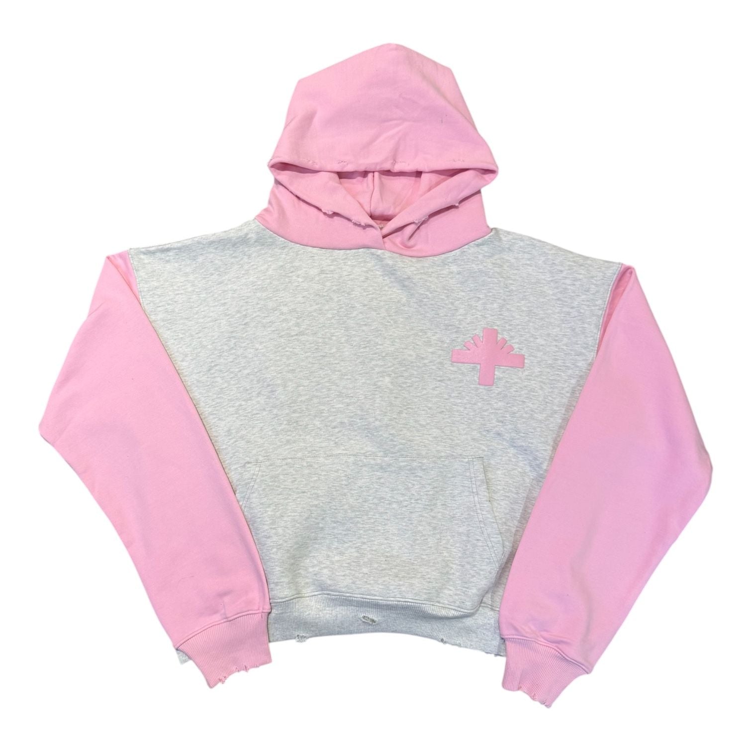 Vertabrae Classic Two-Tone Hoodie Grey/Pink