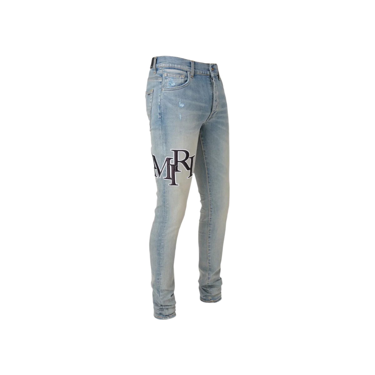 Amiri Staggered Embroidered Logo Jeans Vintage Indigo