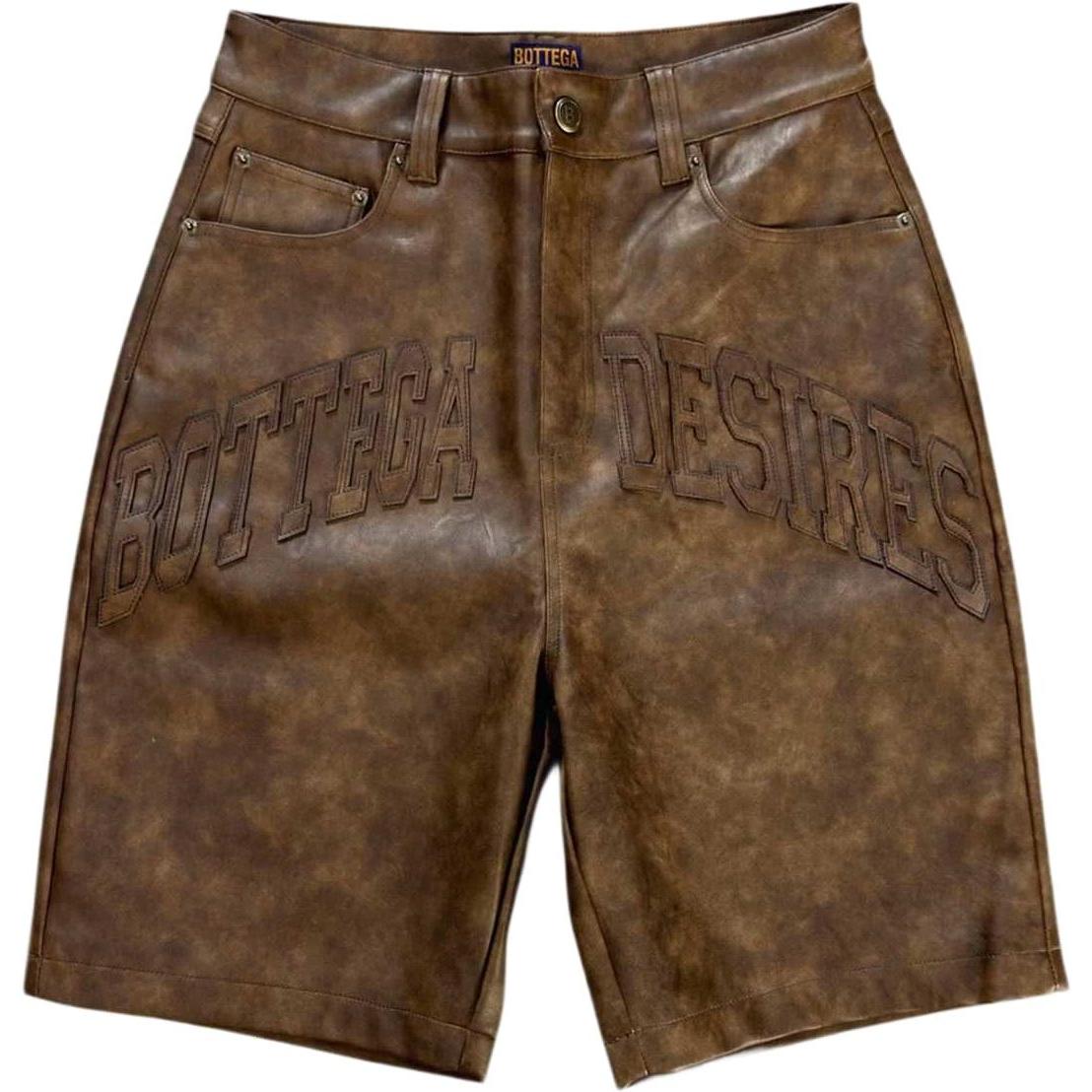 Bottega Desires Leather Shorts Brown
