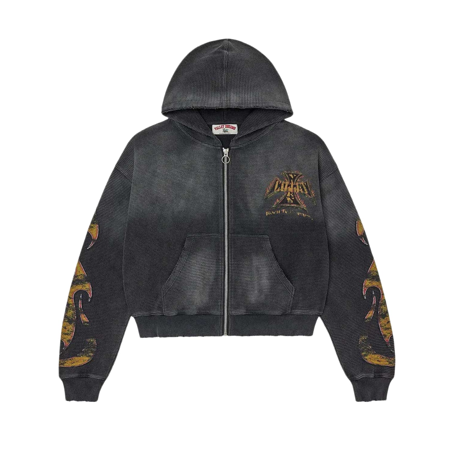 Vale Forever Reborn Waffle Zip Up Hoodie Black