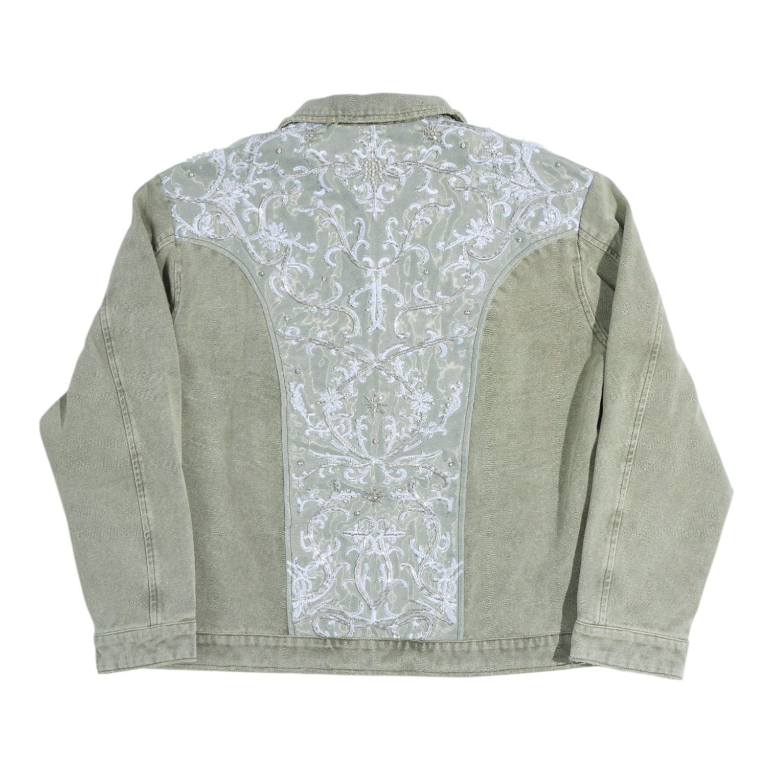 Birth Of Royal Child Beaded Embroidery Workwear Jacket Green