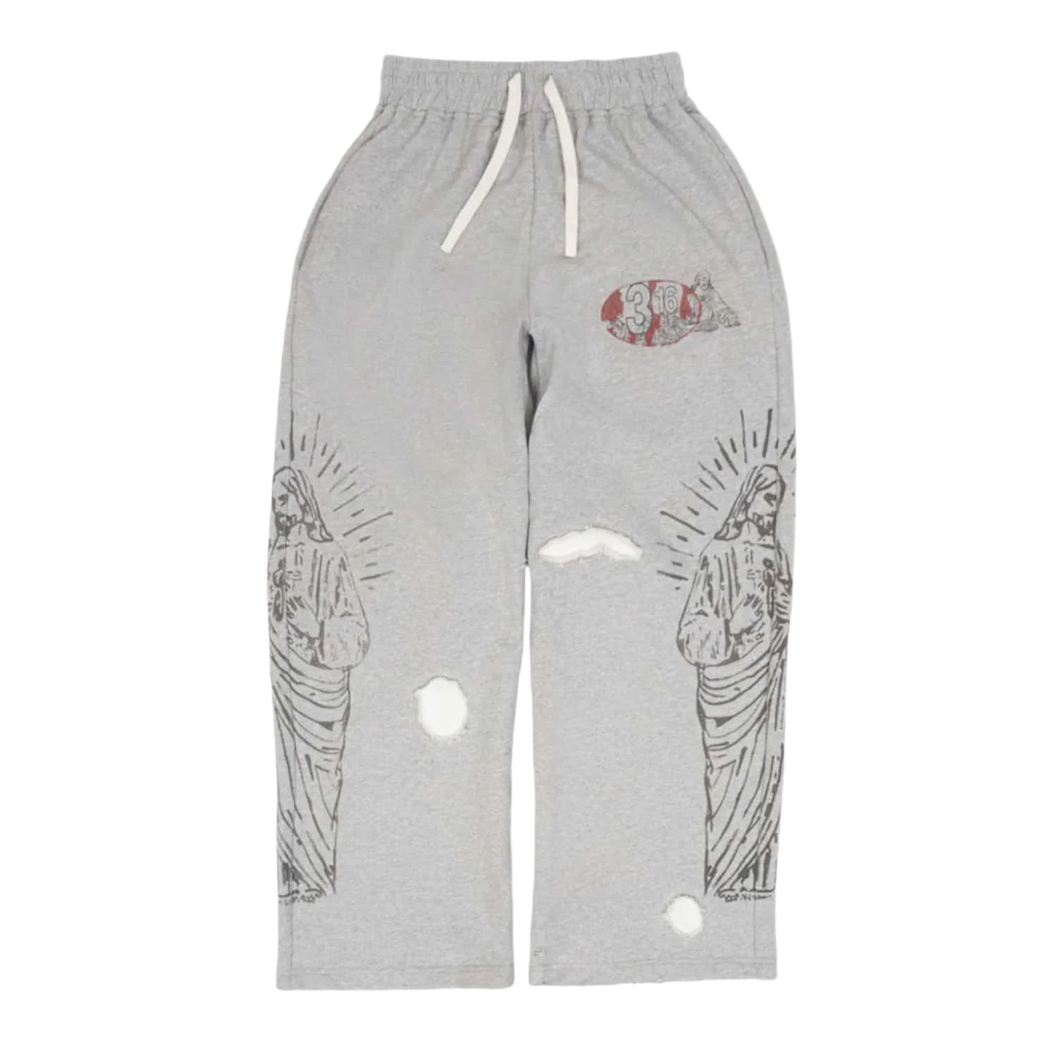 Righteous 3:16 Distressed Sweatpants Grey