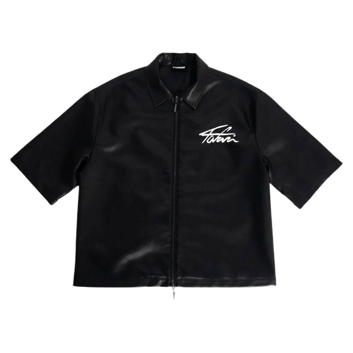 Tafari Leather Zip Shirt Black