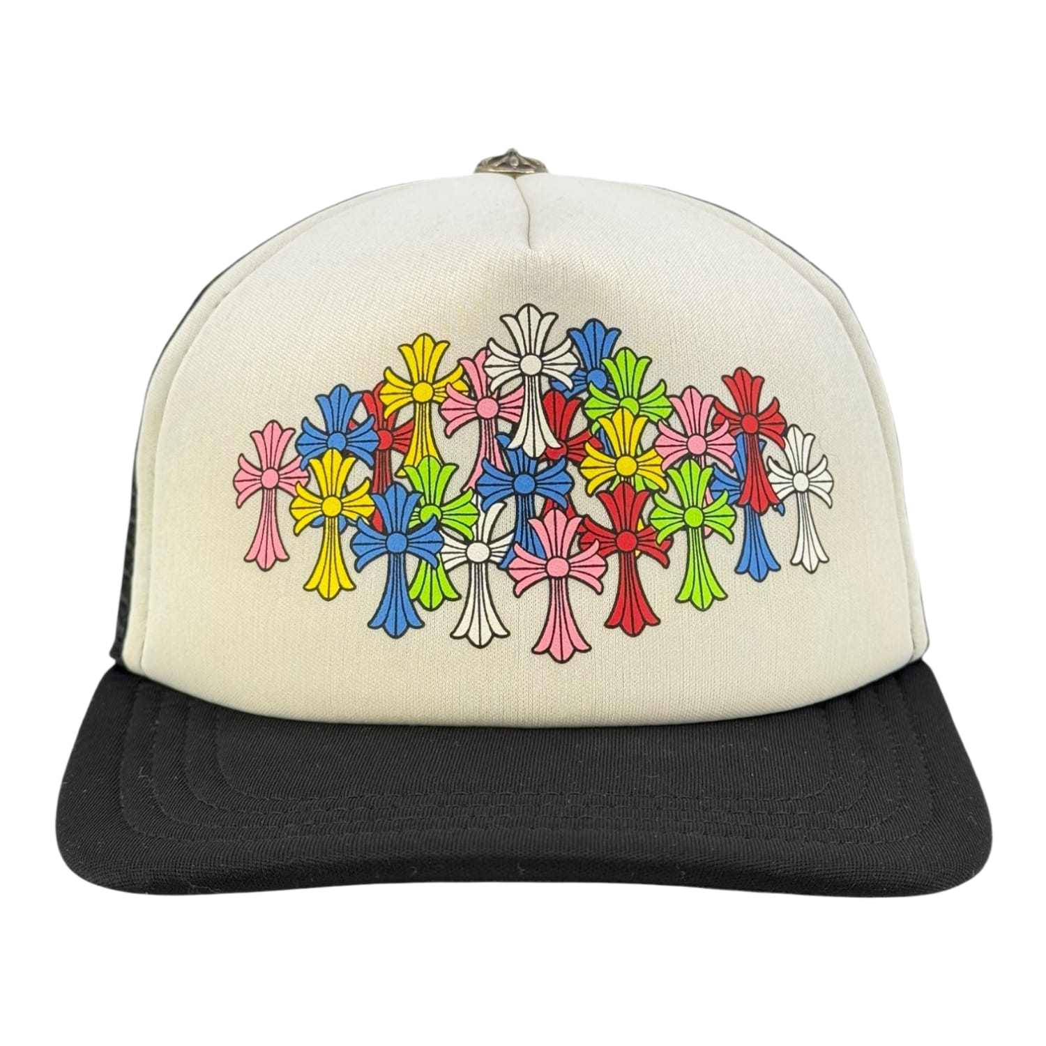 Chrome Hearts Multi Color Crosses Trucker Hat Black/White