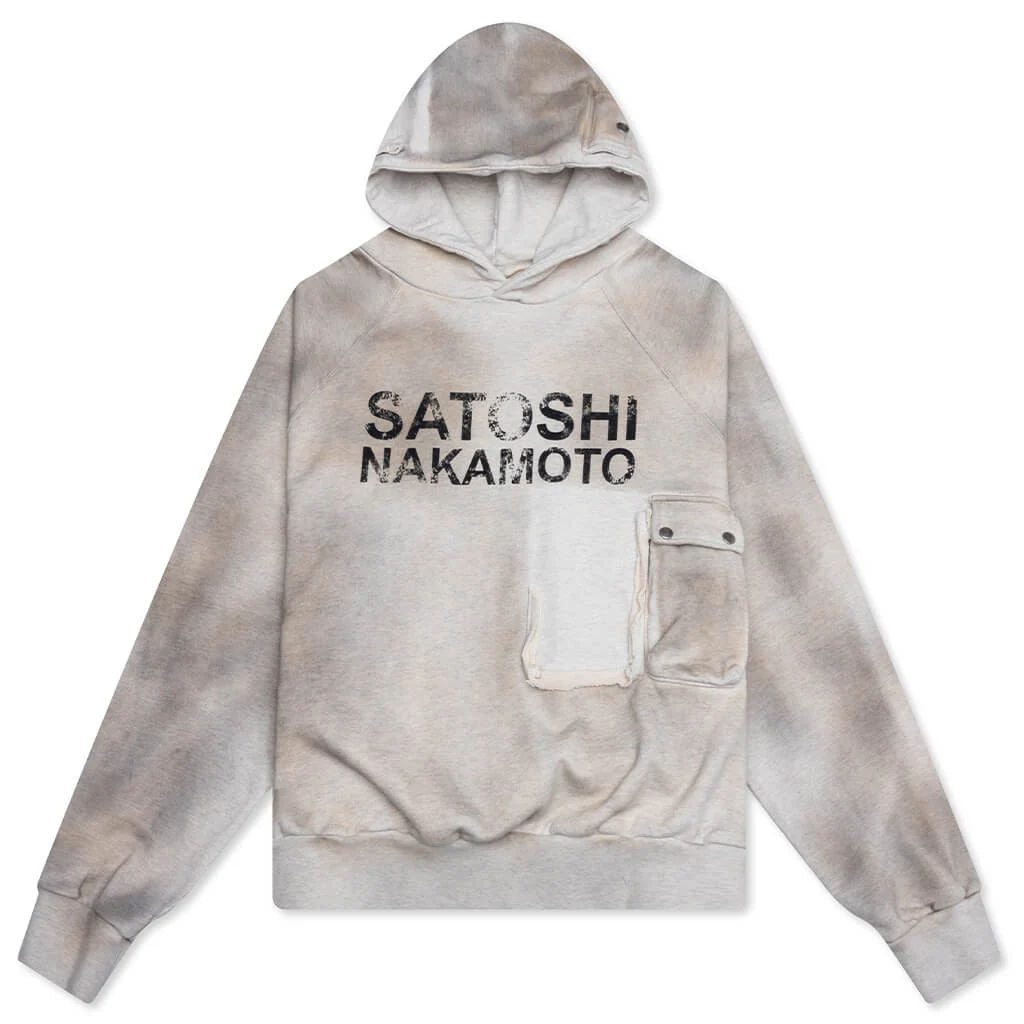 Satoshi Nakamoto Cargo Hoodie Dirty White