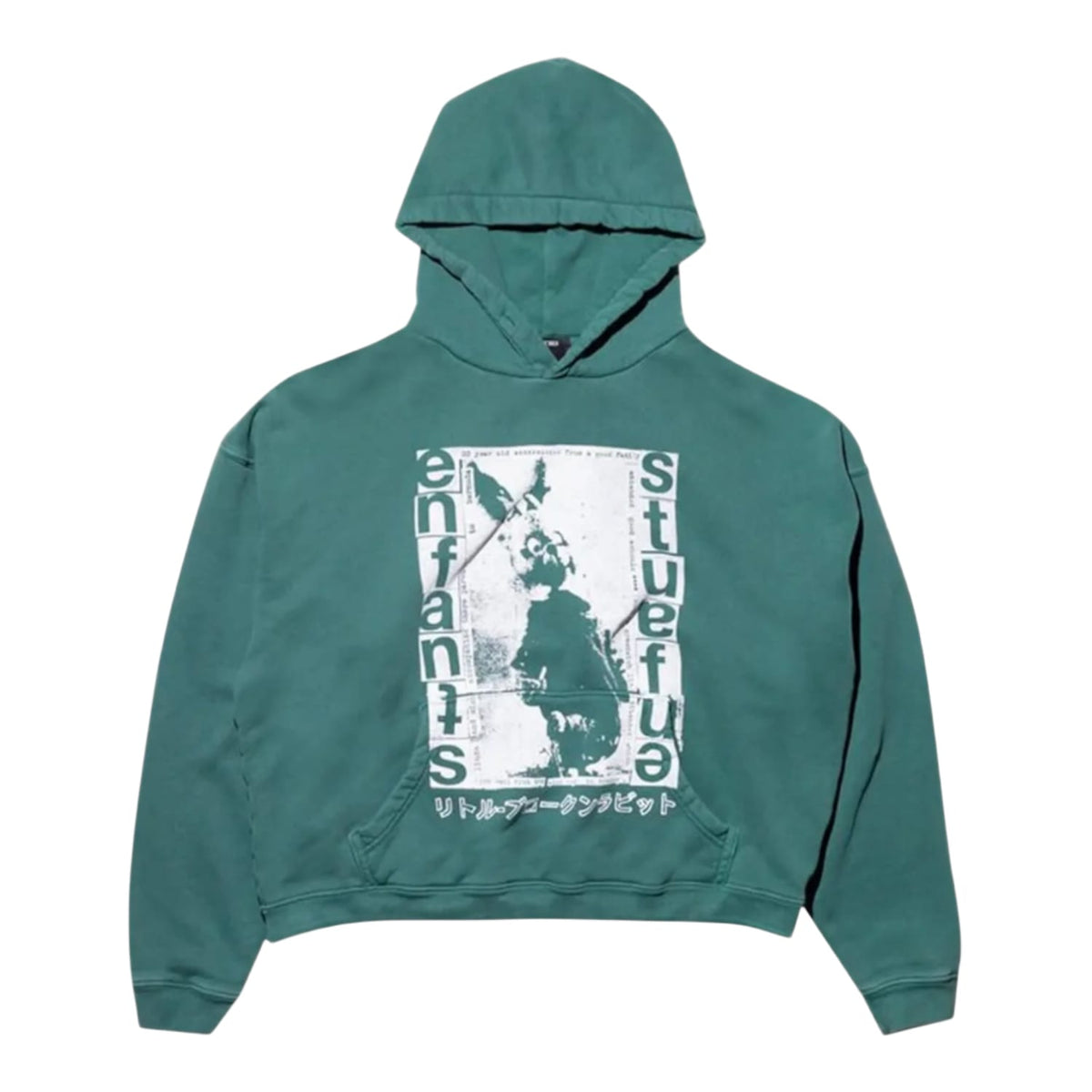 Enfants Riches Déprimés Pathetic Japanese Rabbit Hoodie Pine Green/White