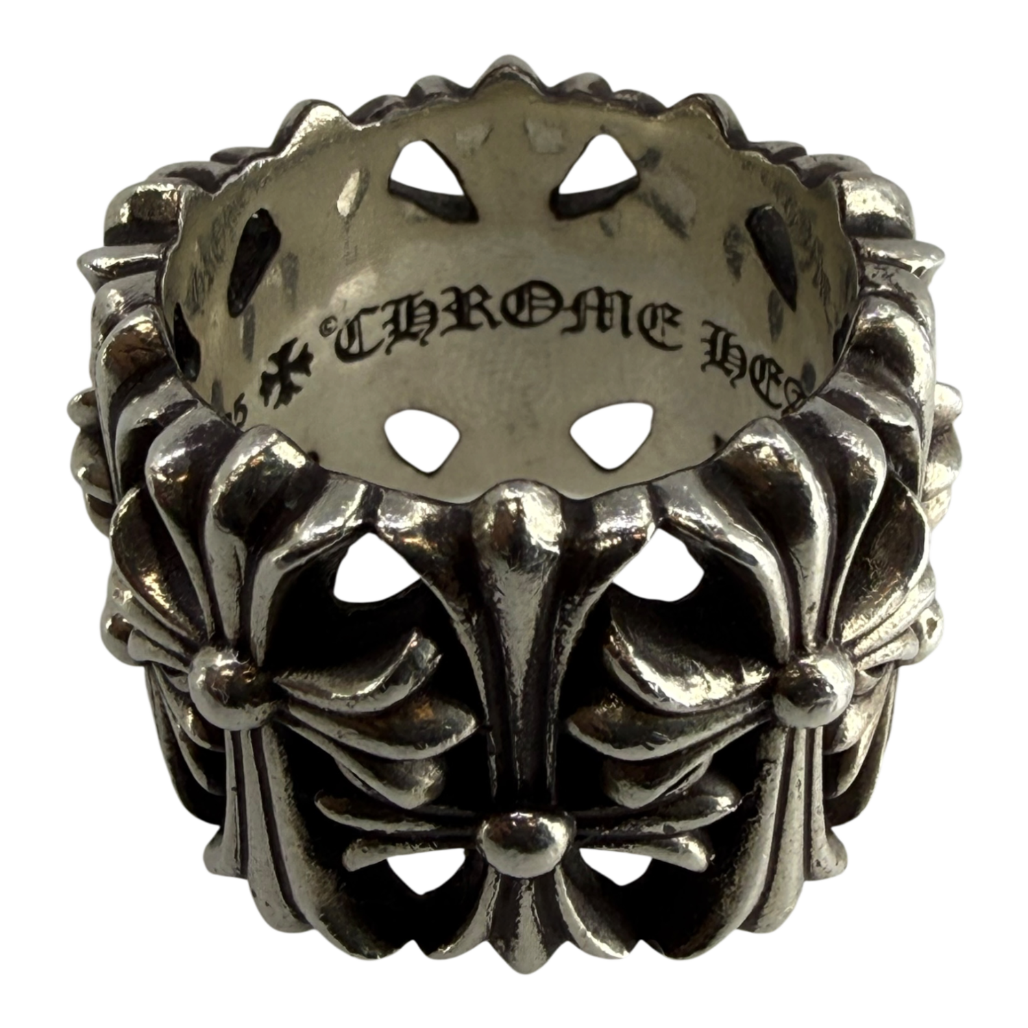 Chrome Hearts Silver Cemetery Cross Ring - US Size 12