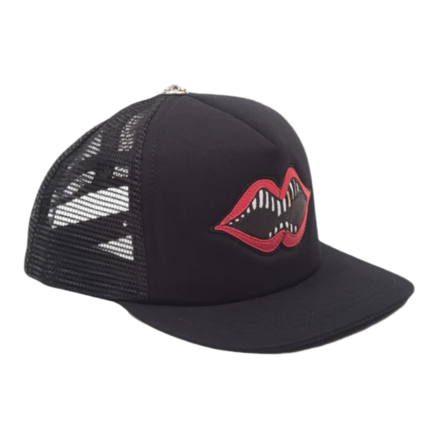 Chrome Hearts Leather Chomper Patch Trucker Hat Black