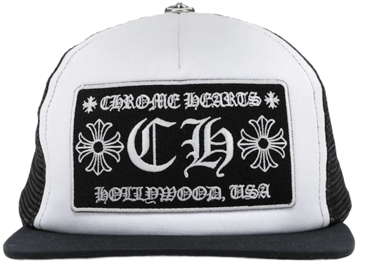 Chrome Hearts CH Hollywood Trucker Hat Black/White