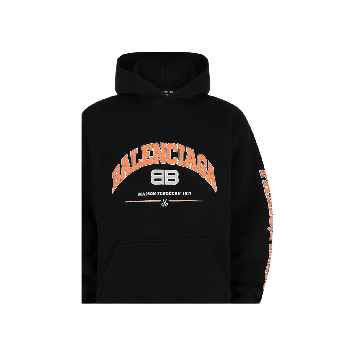 Balenciaga Oversized Logo Print Hoodie Black Orange