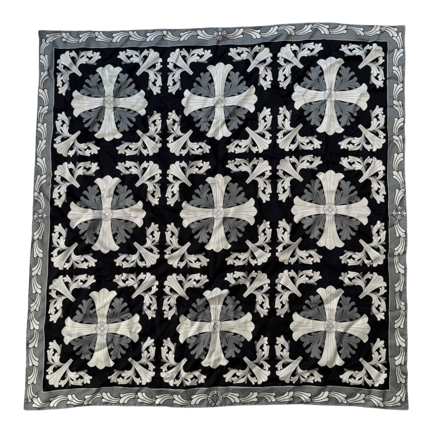 Chrome Hearts Cross Ceiling Silk Scarf Black/Grey/White
