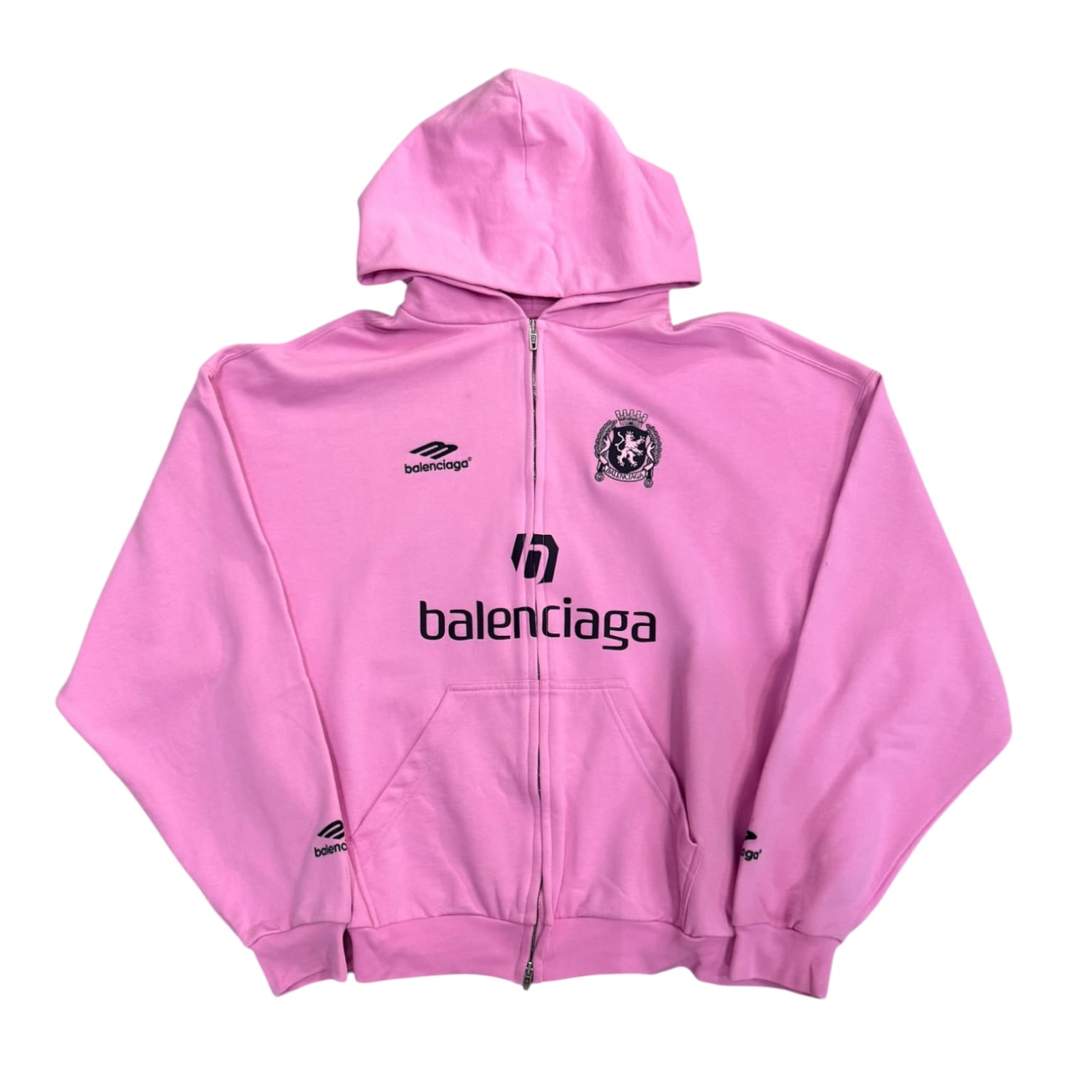 Balenciaga Soccer Paris Zip up Hoodie Pink