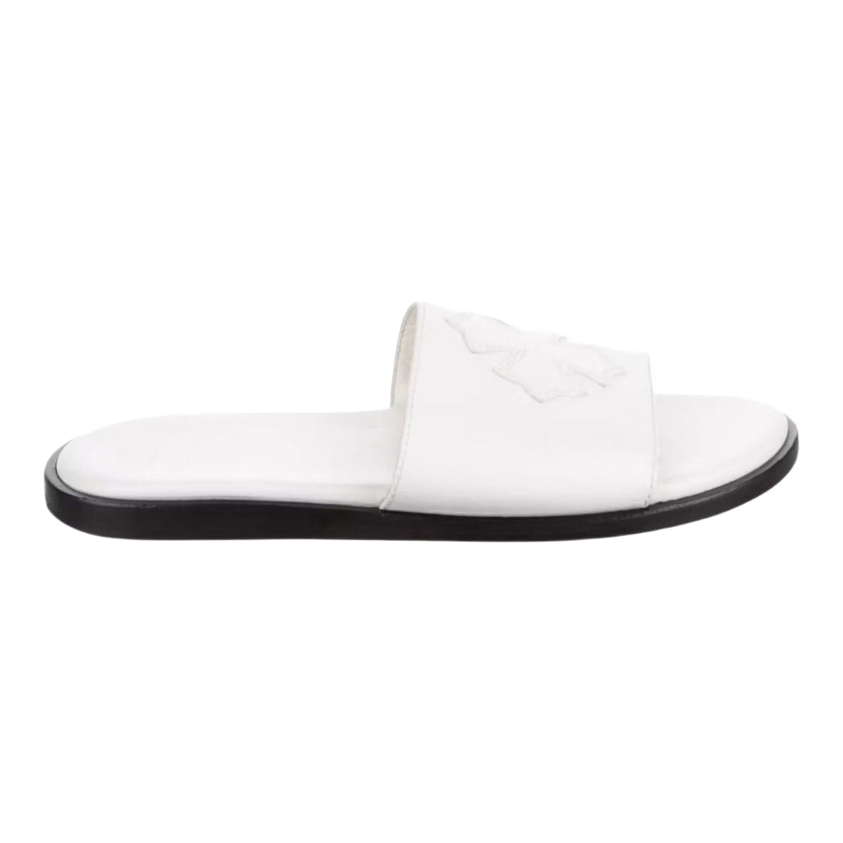 Chrome Hearts Leather Slides White
