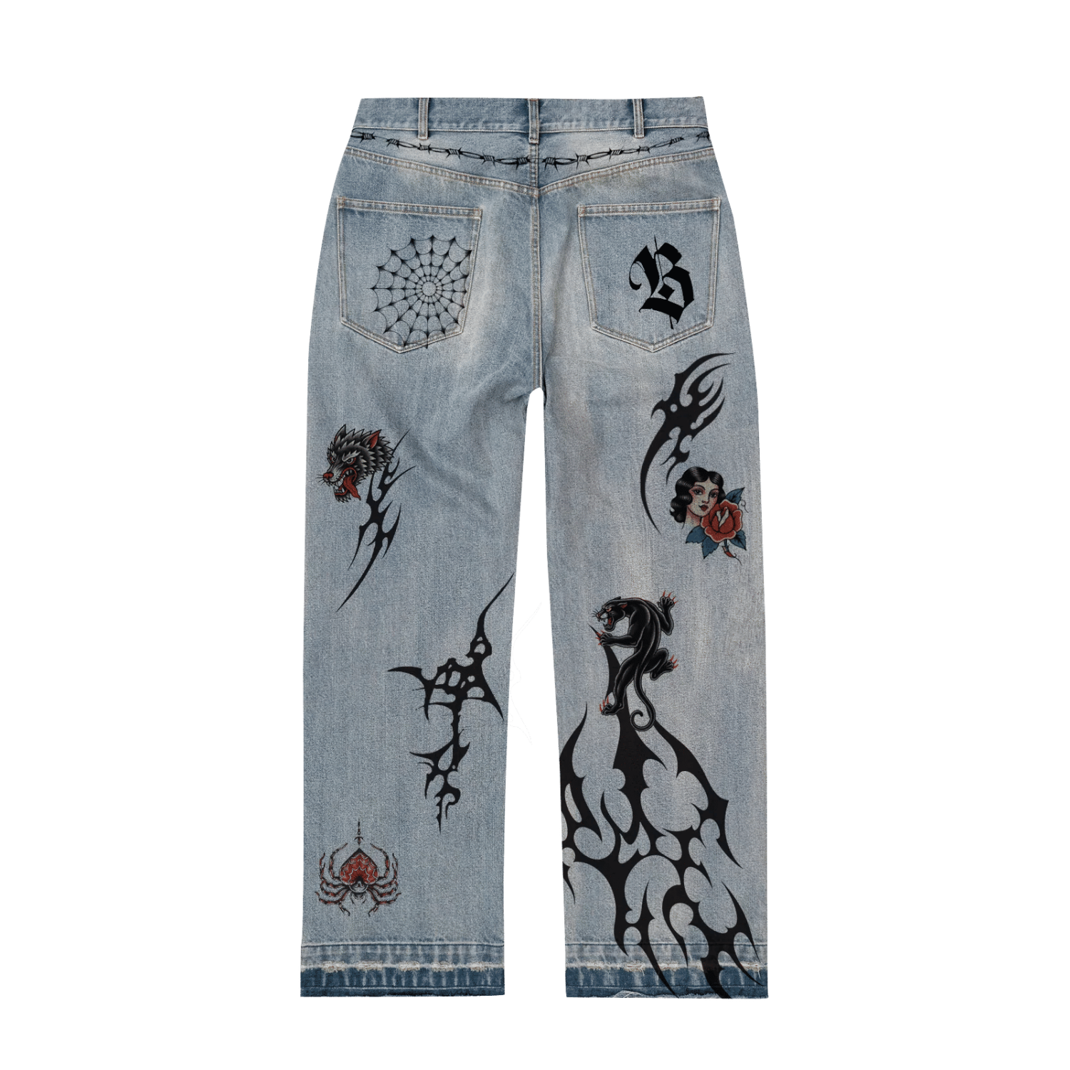 Bravest Studios Tattoo Denim Pants Blue