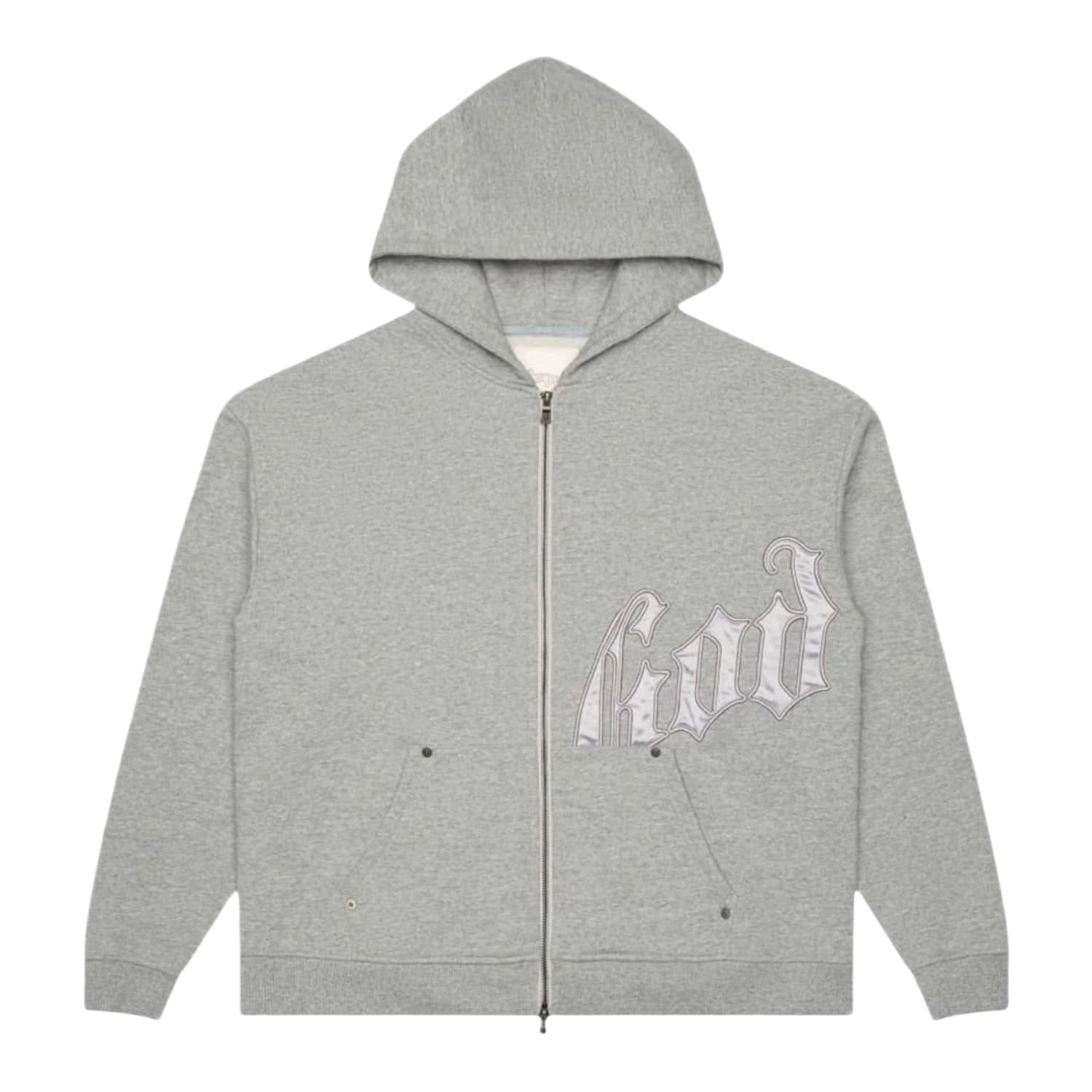 Godspeed OG Logo V2 Zip Up Hoodie Grey/Silver Satin