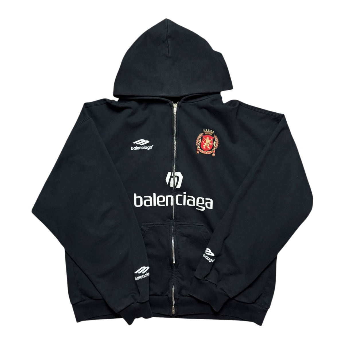 Balenciaga Soccer Zip Up Hoodie Black