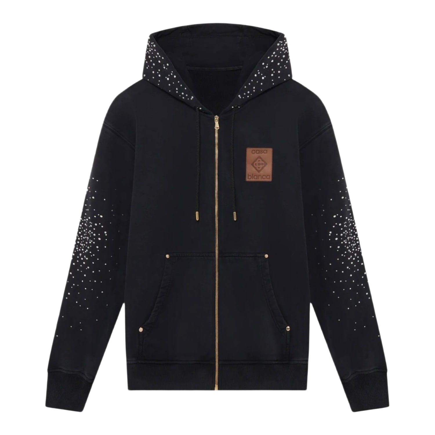 Casablanca La Prémonition Crystal Embellished Zip Hooded Sweatshirt