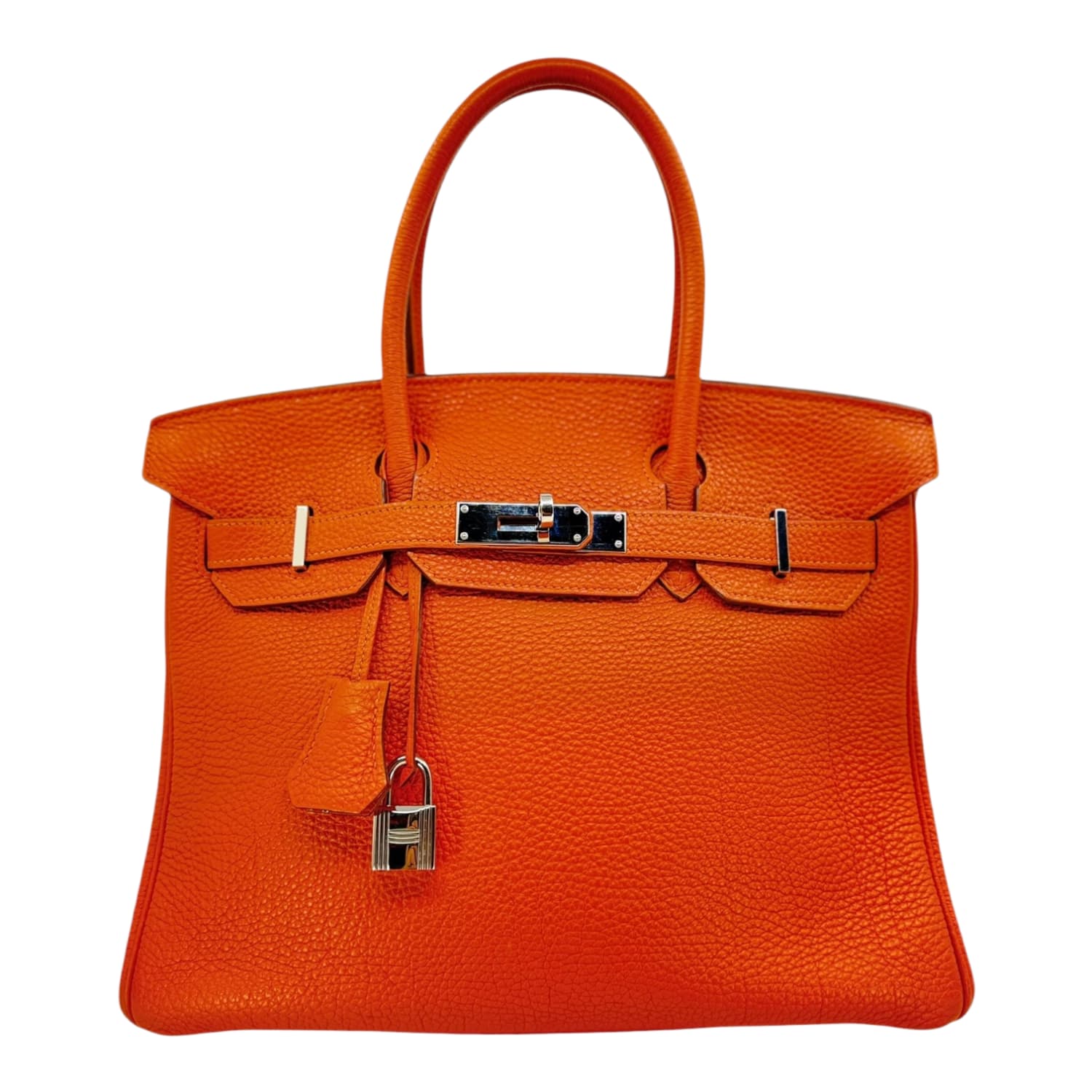 Hermes Birkin 30 Handbag Orange Togo Leather with Palladium Hardware