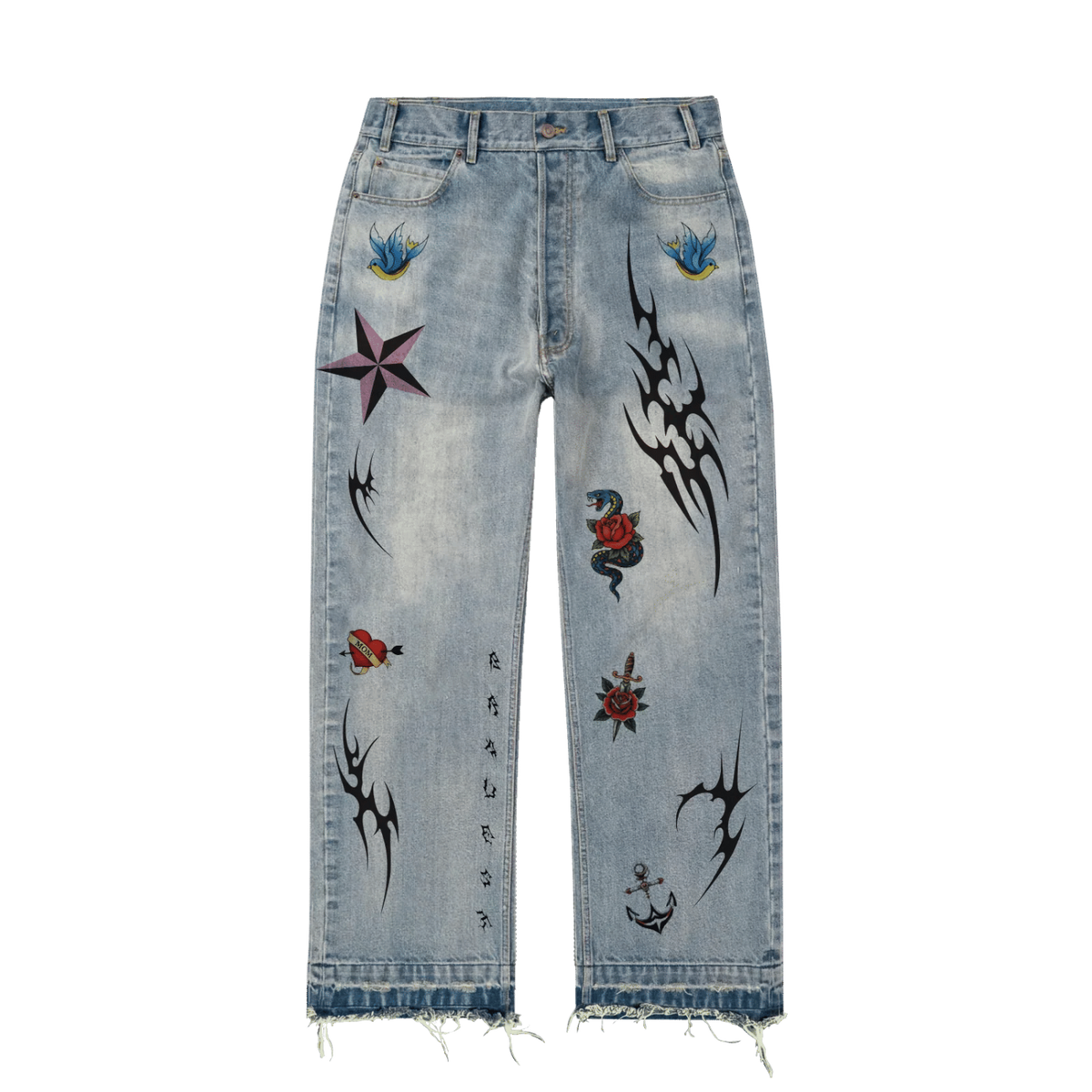 Bravest Studios Tattoo Denim Pants Blue