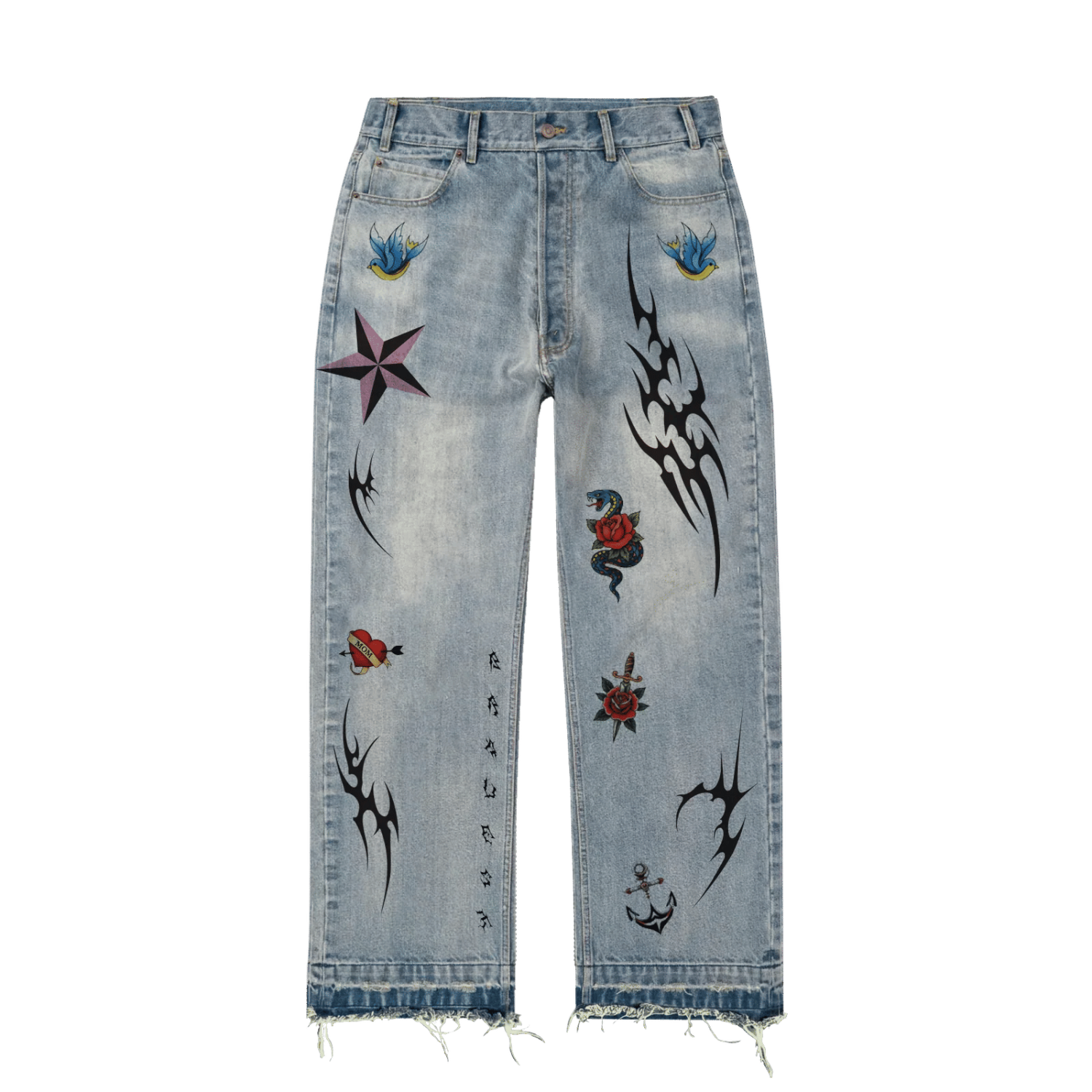 Bravest Studios Tattoo Denim Pants Blue
