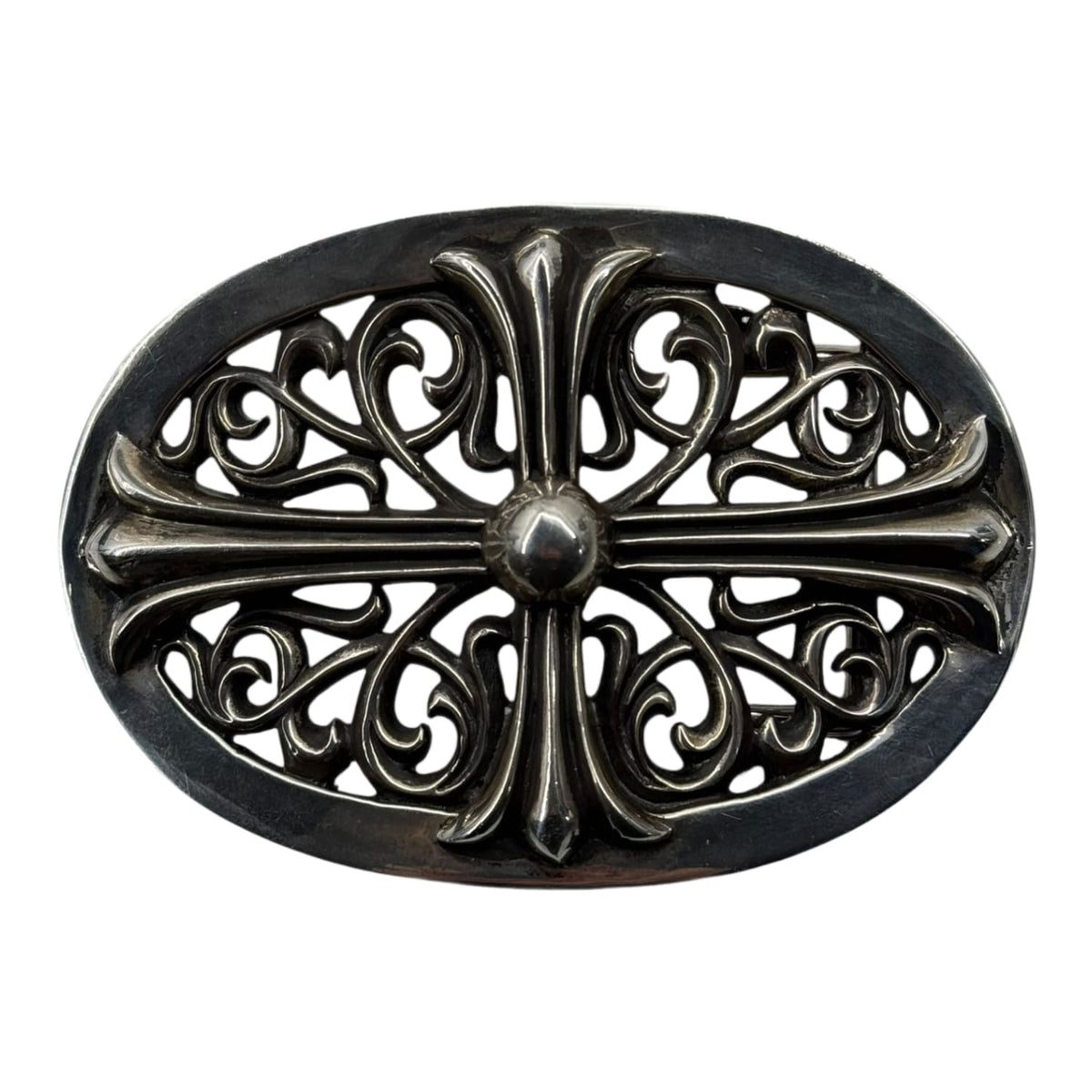 Chrome Hearts Silver XXL Oval Cross Belt Buckle