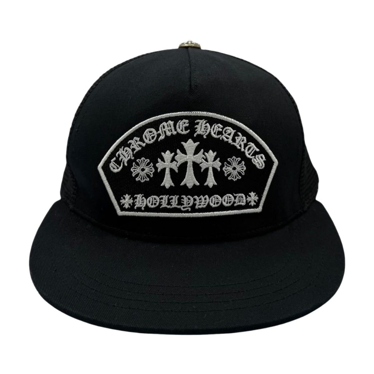 Chrome Hearts Cemetery Cross Patch Trucker Hat Black