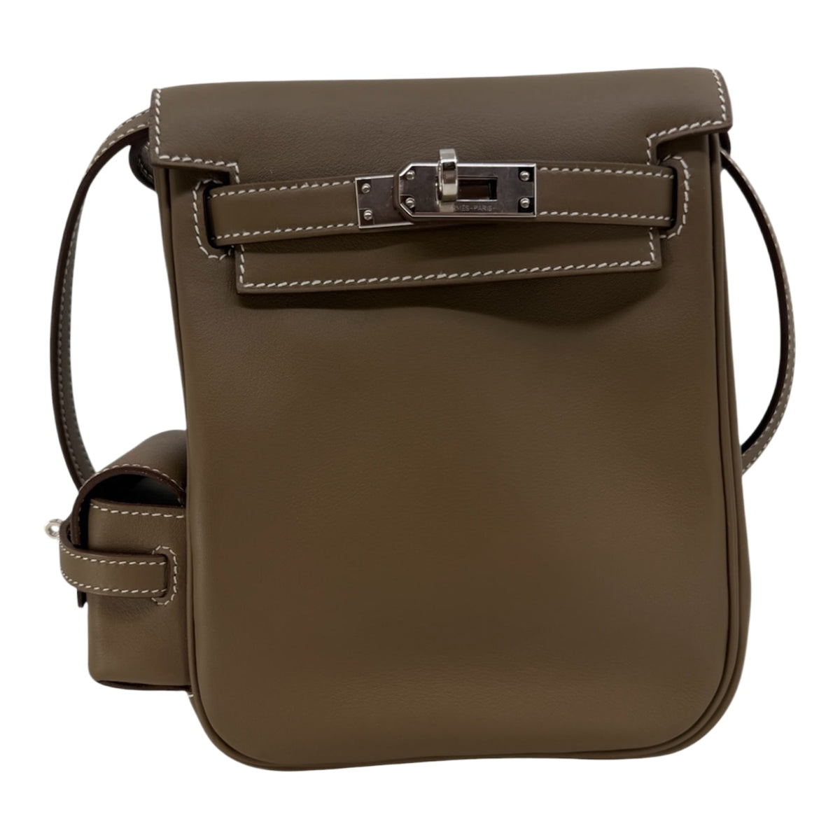 Hermes Mini Kelly Jump Backpack Etoupe Swift with Palladium Hardware