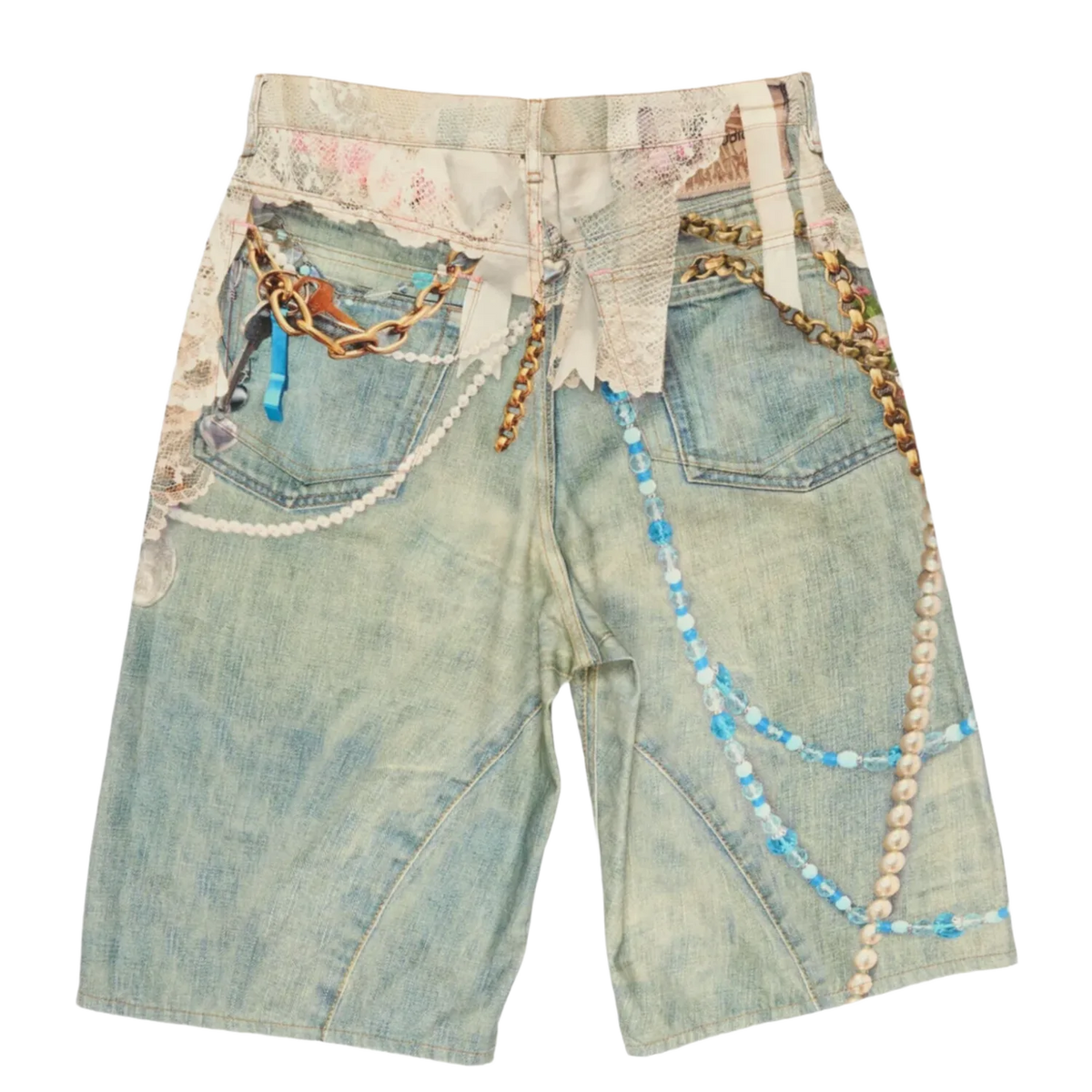 Acne Studios Lace Denim Shorts Blue