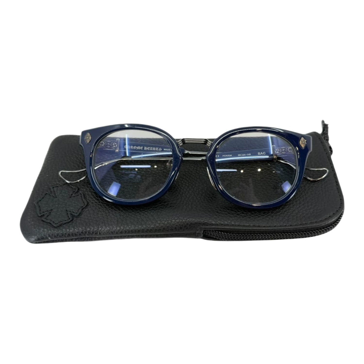 Chrome Hearts Sac Peacock Blue/Silver Glasses