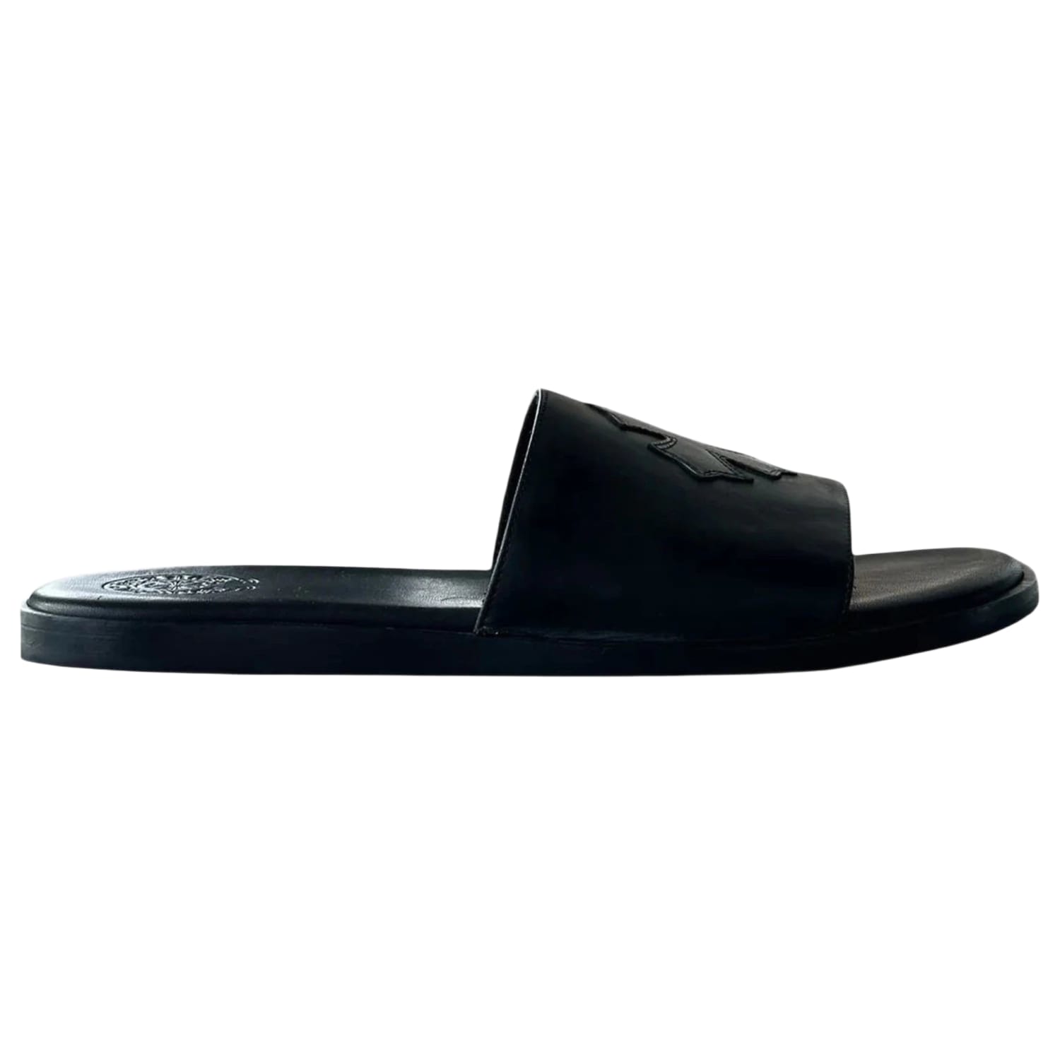 Chrome Hearts Leather Slides Black