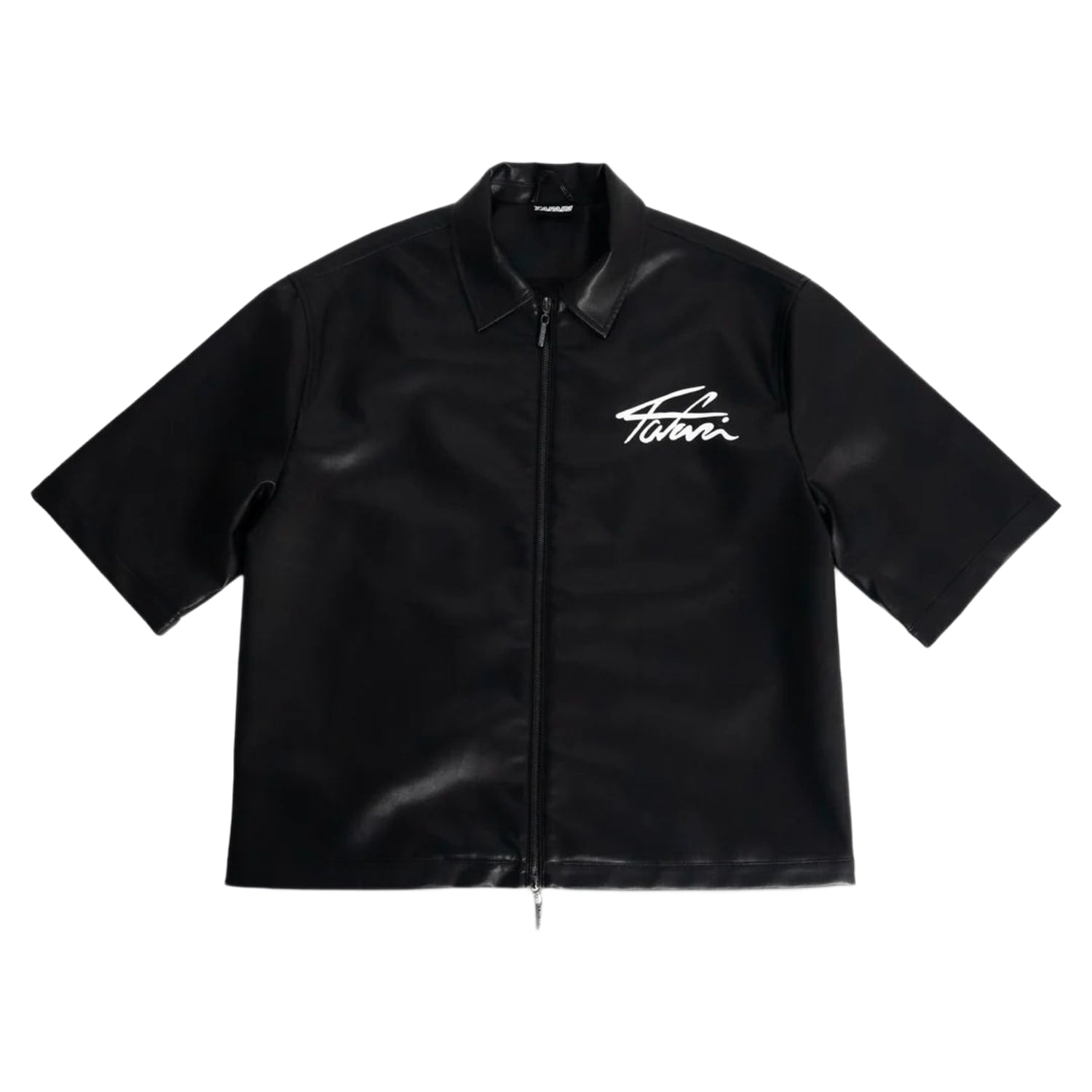 Tafari Leather Zip Shirt Black
