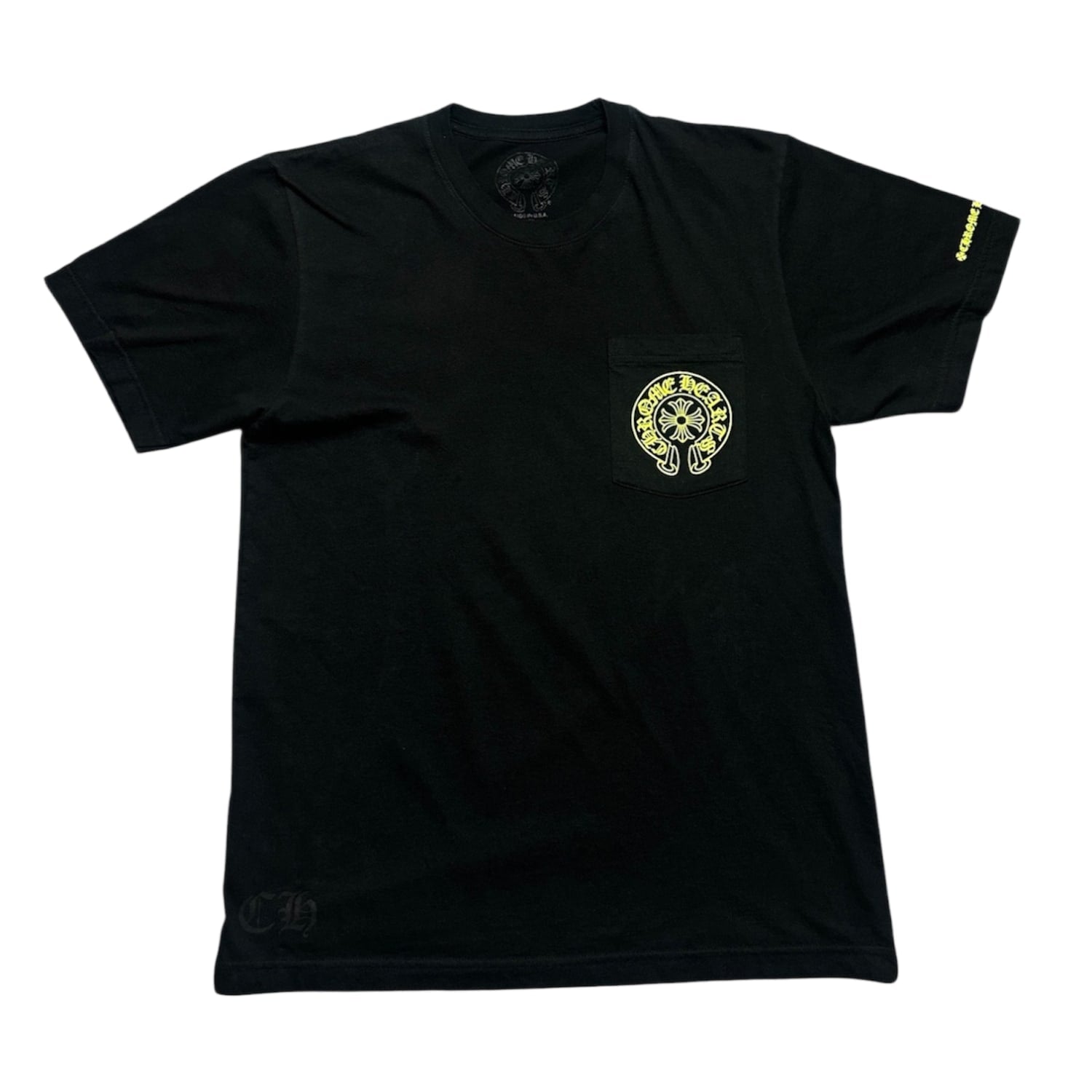 Chrome Hearts Neon Green Horseshoe T-Shirt Black