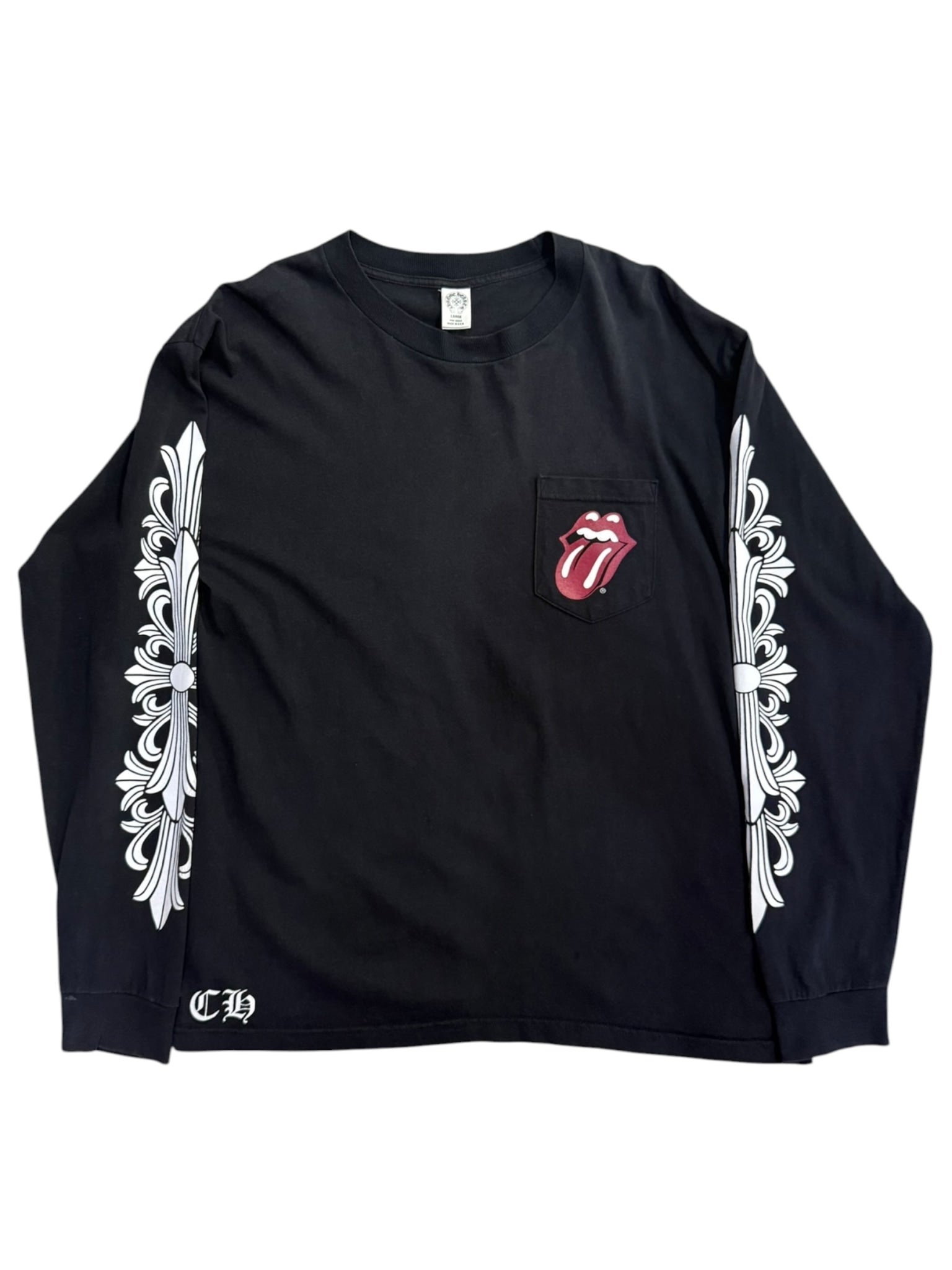 Chrome Hearts Vintage Rolling Stones Floral L/S T-Shirt Black