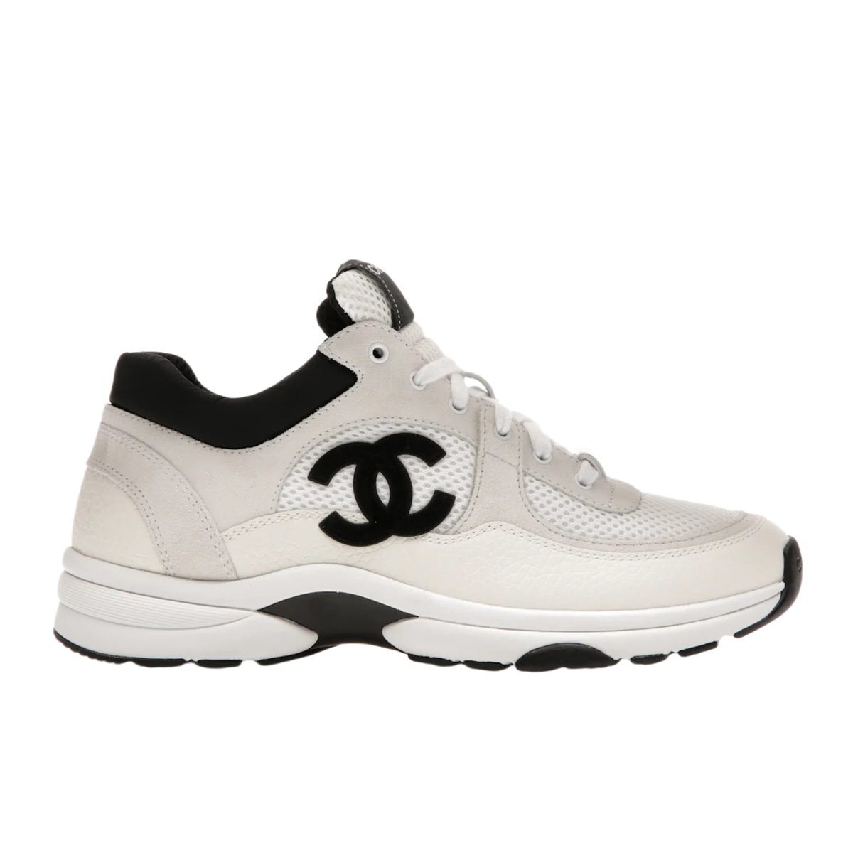 Chanel Low Top Trainer Suede White Black