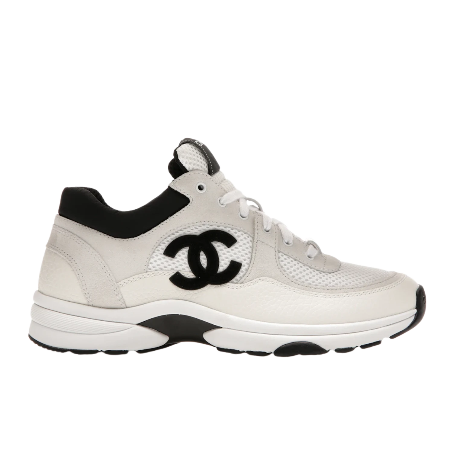 Chanel Low Top Trainer Suede White Black