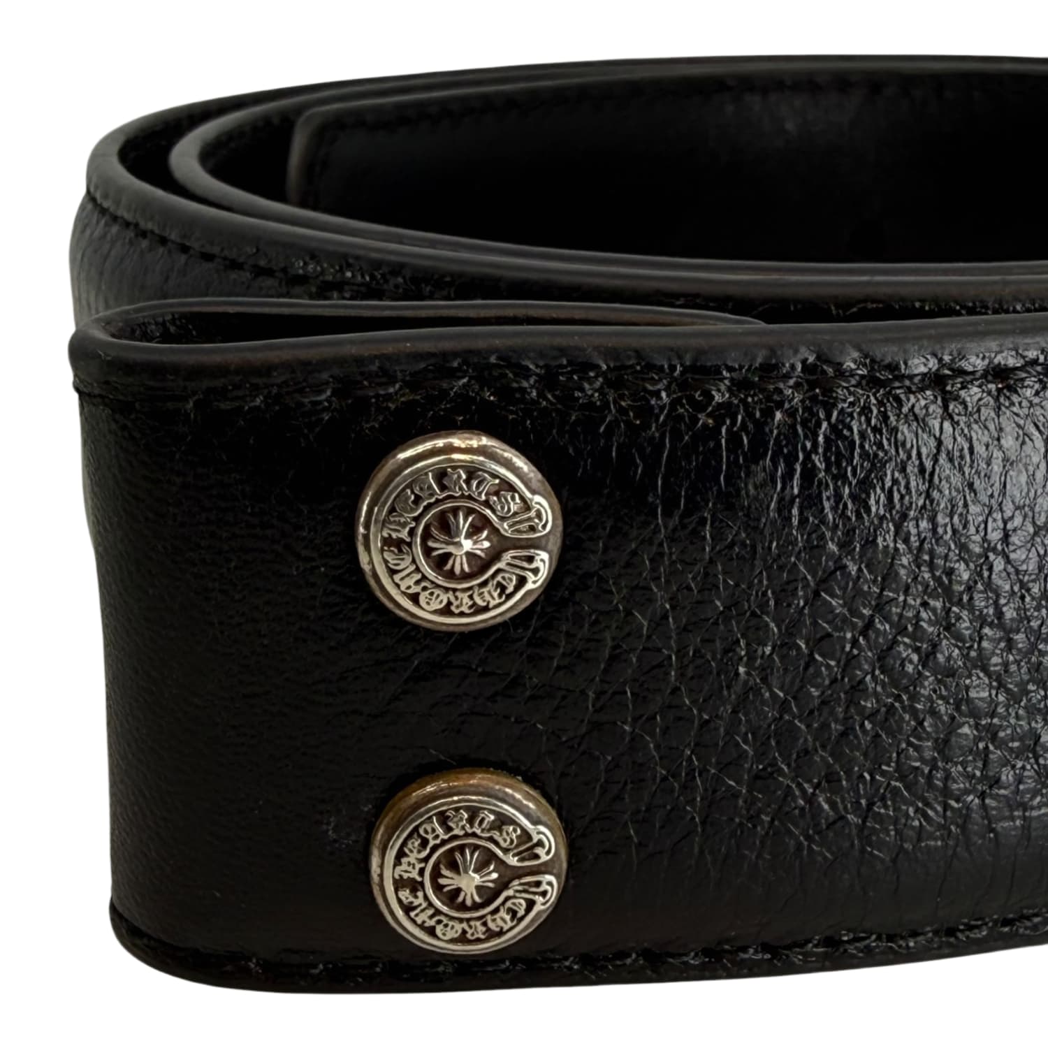 Chrome Hearts Black Leather Belt Strap - Size 40