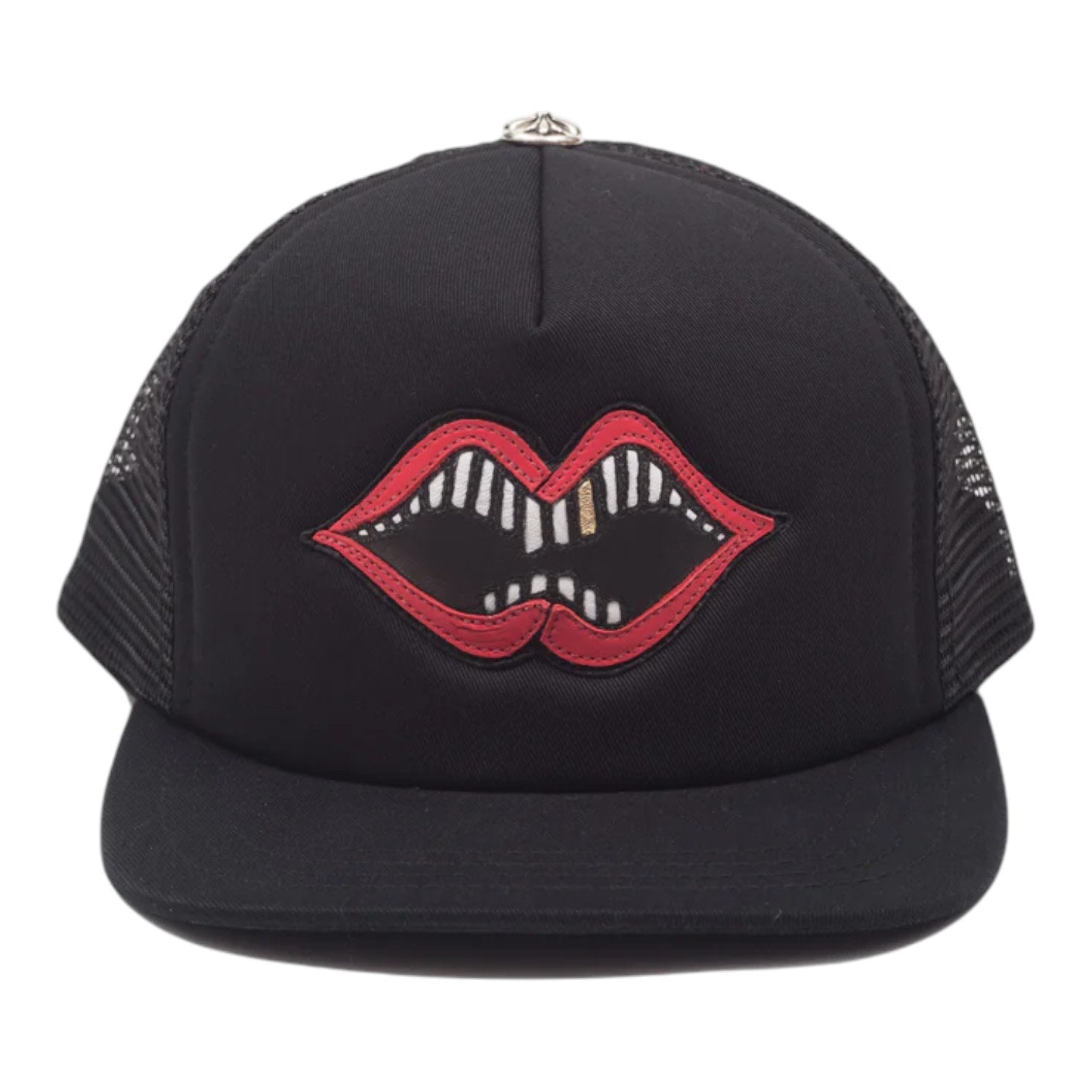 Chrome Hearts Leather Chomper Patch Trucker Hat Black