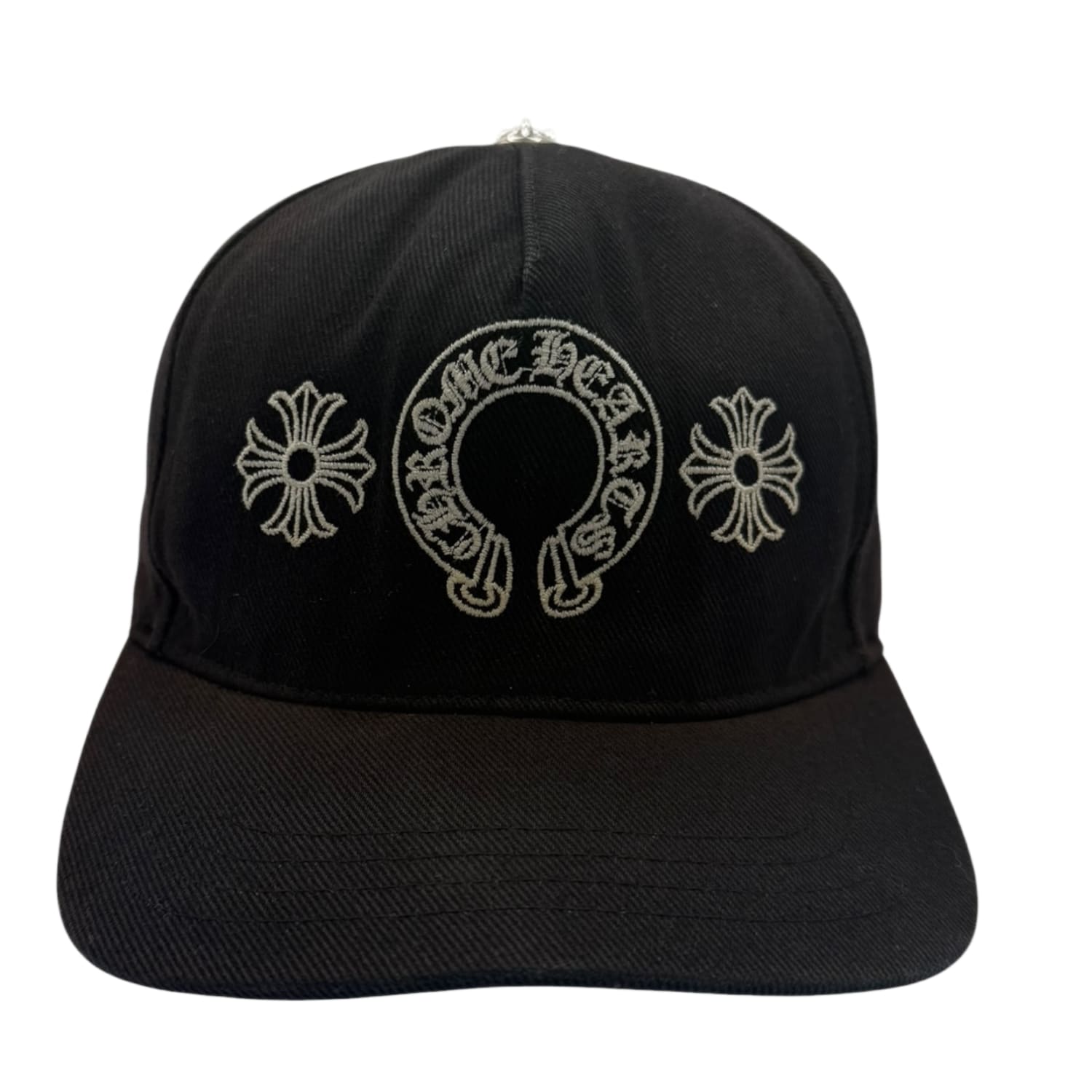 Chrome Hearts Vintage Horseshoe Denim Baseball Hat Sun Faded Black