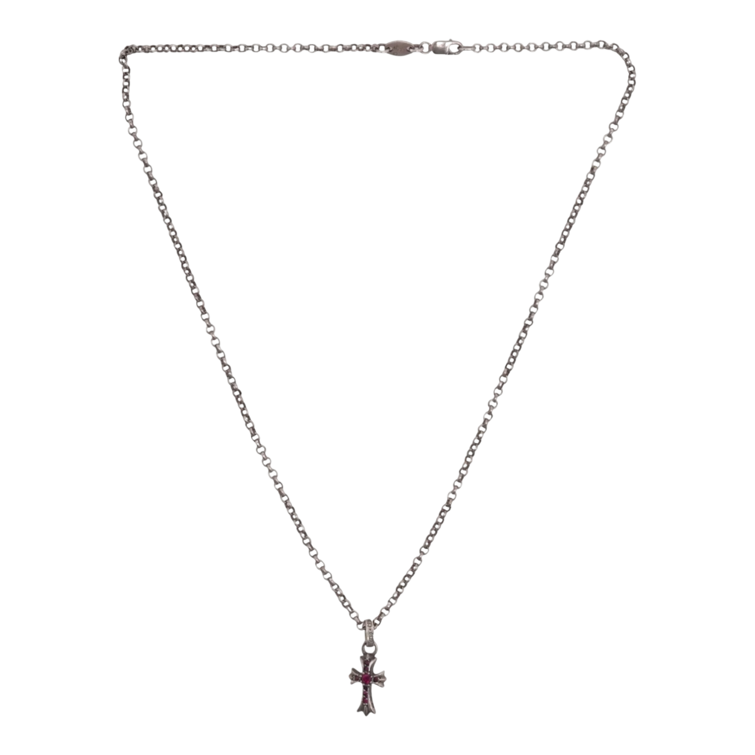 Chrome Hearts Pink Sapphire Pavé Baby Fat Charm & 20 Inch CH Roll Chain